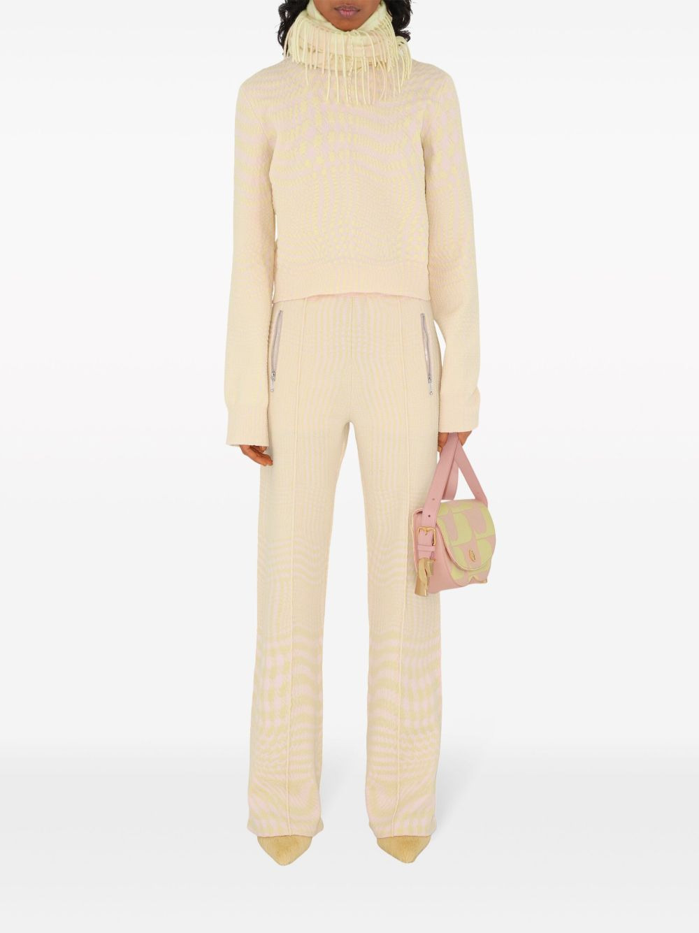 warped houndstooth jacquard wool-blend trousers - 2