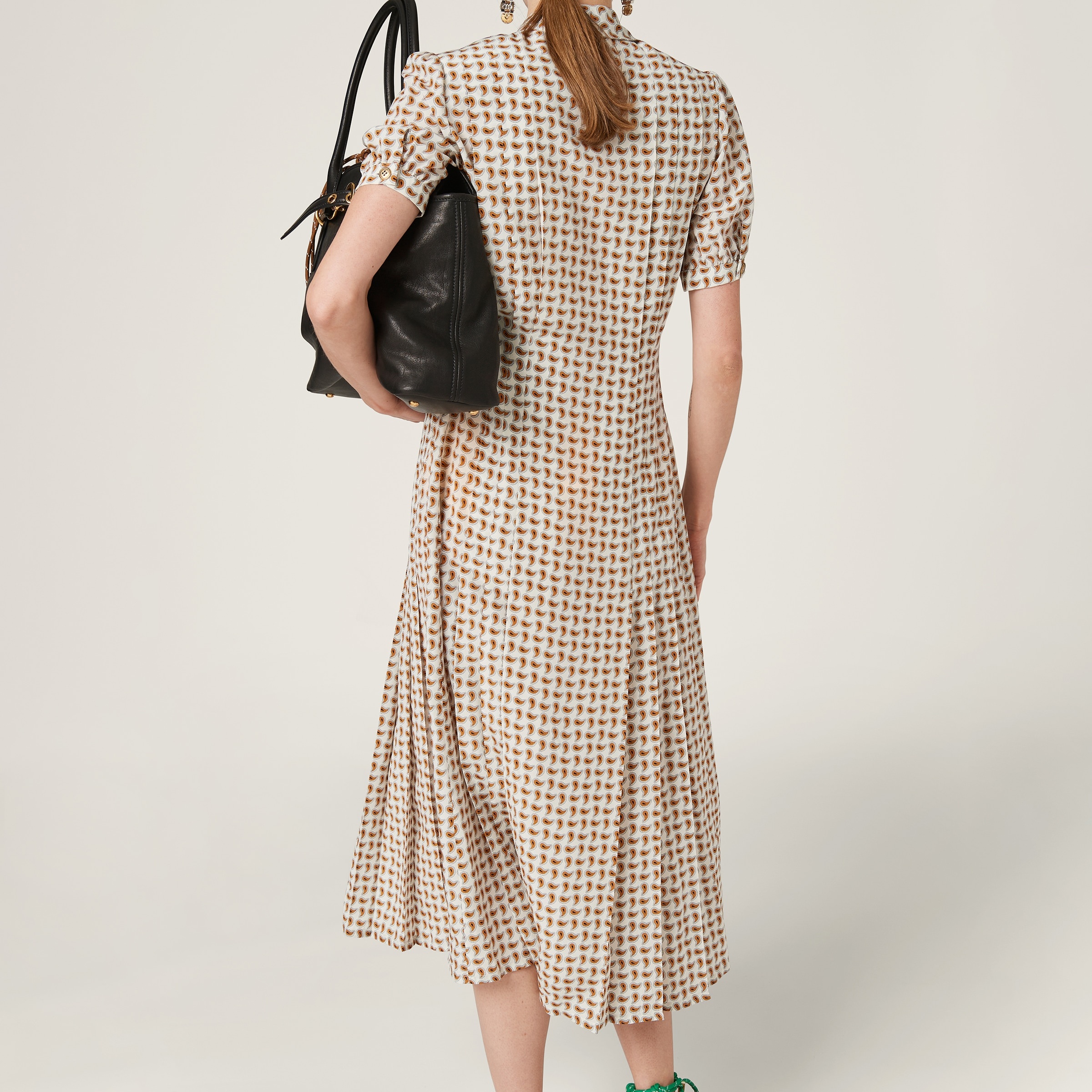 Paisley print pleated marocain dress - 3