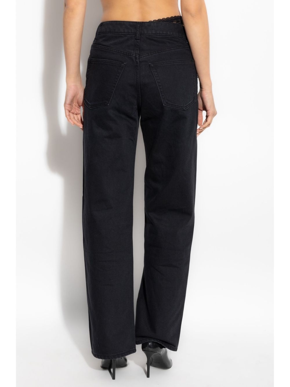 lace-detailing straight jeans - 4