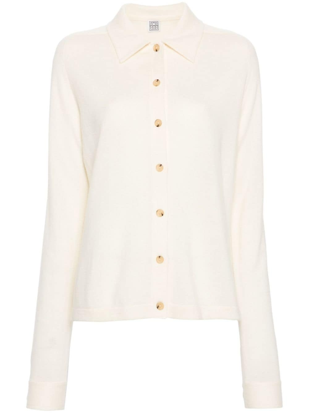 straight-collar cashmere shirt - 1