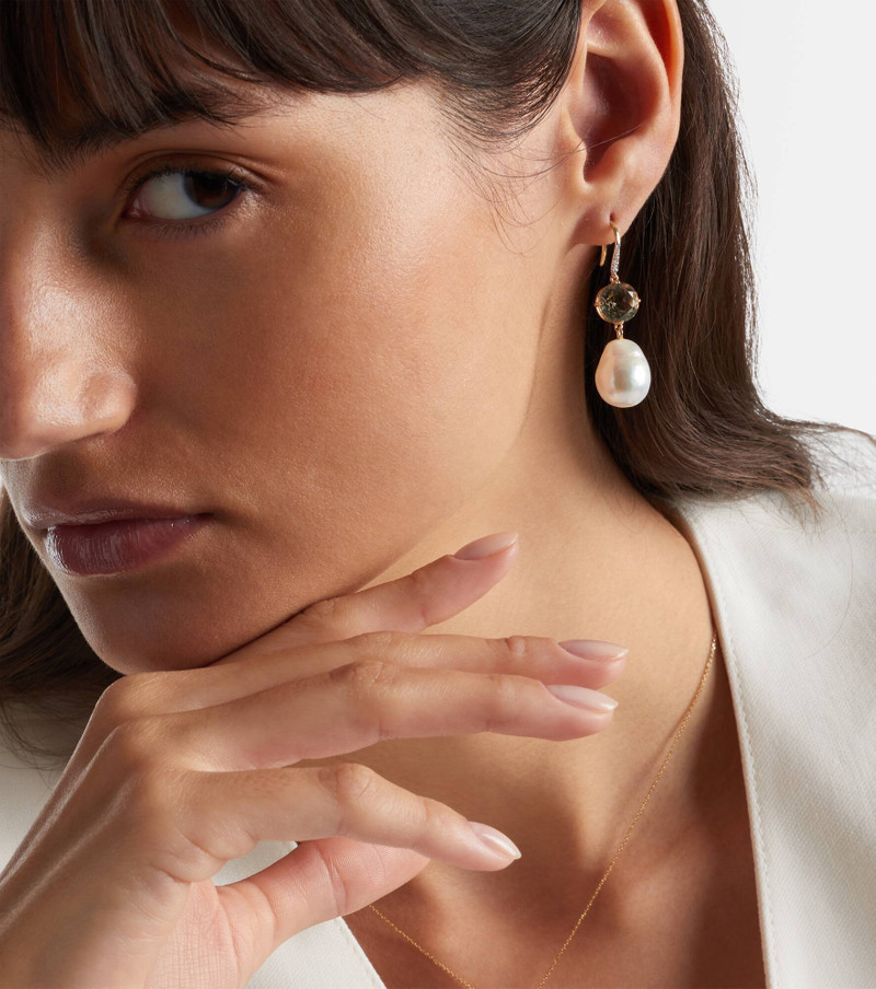 MATEO 14kt gold drop earrings with amethysts, pearls, and diamonds outlook