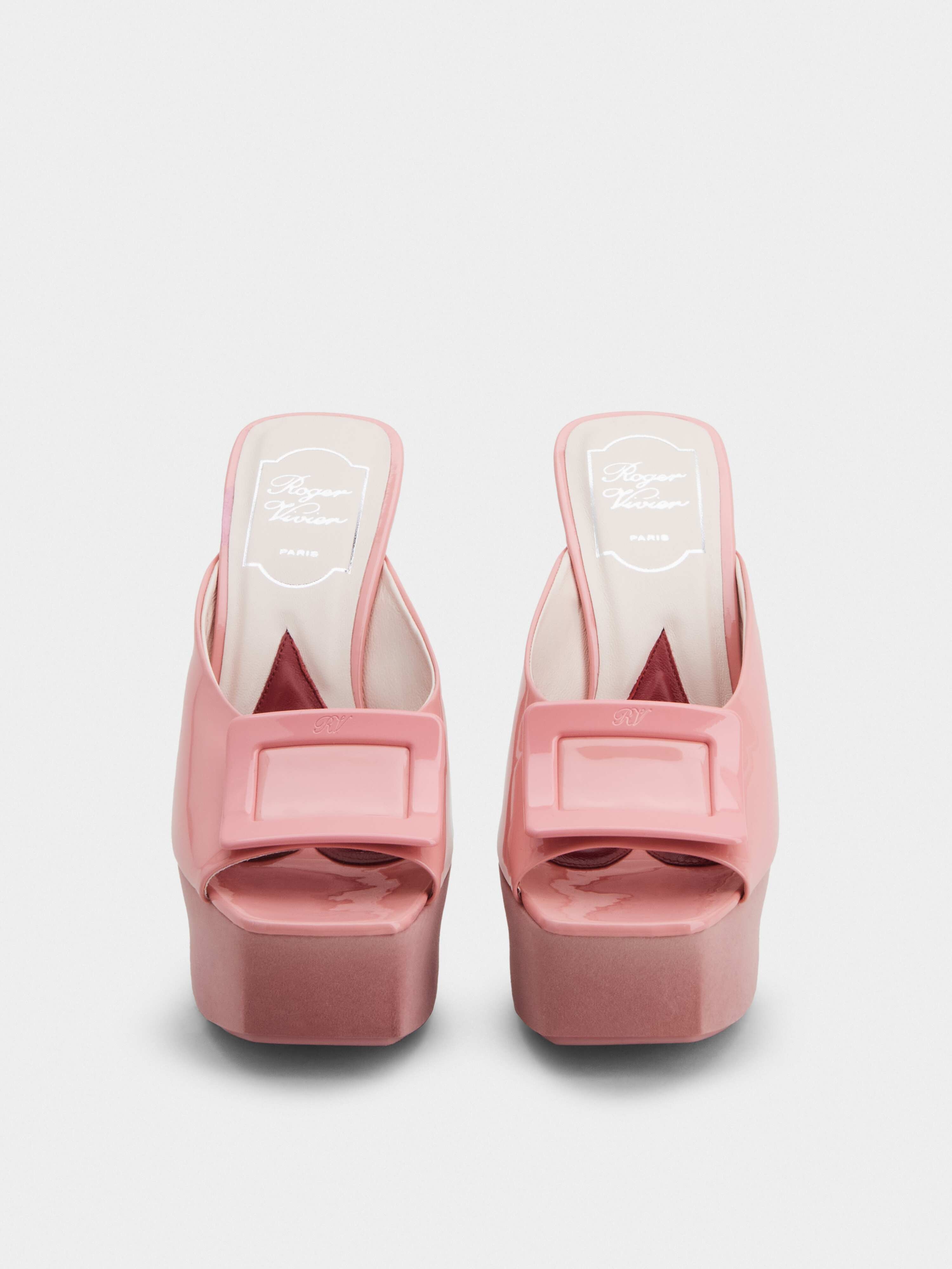 Covered Buckle Platform Mules in Patent Leather - 7