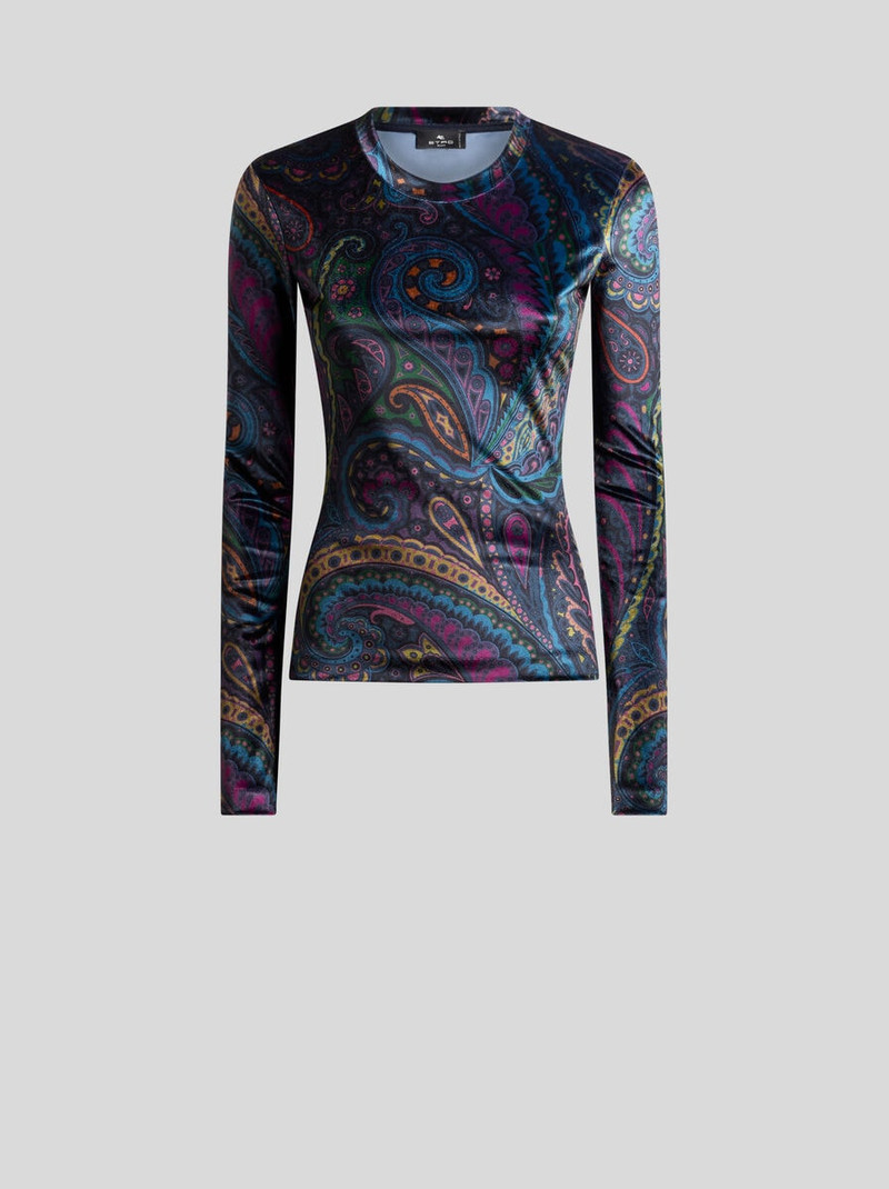 CHENILLE TOP WITH PAISLEY PRINT 1