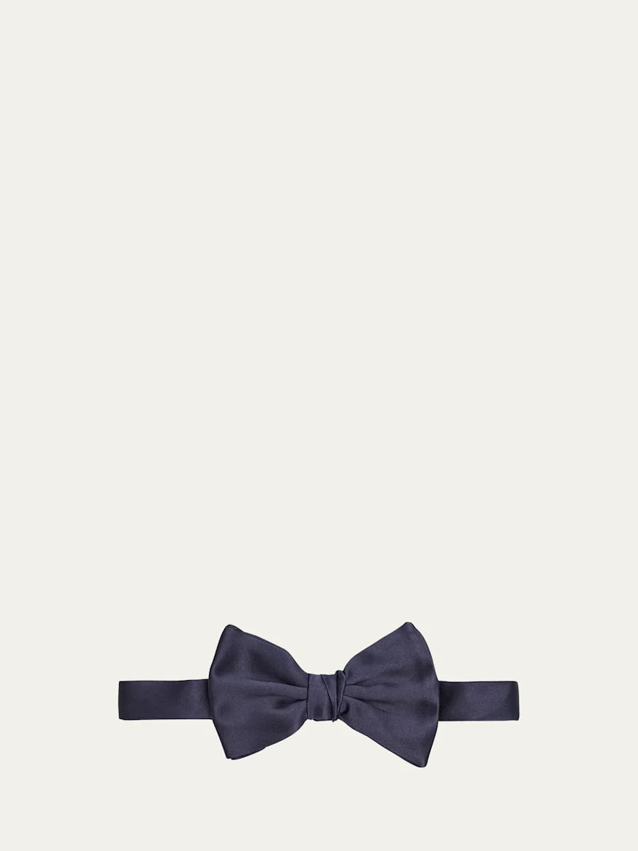 Men's Solid Silk Bow Tie - 1