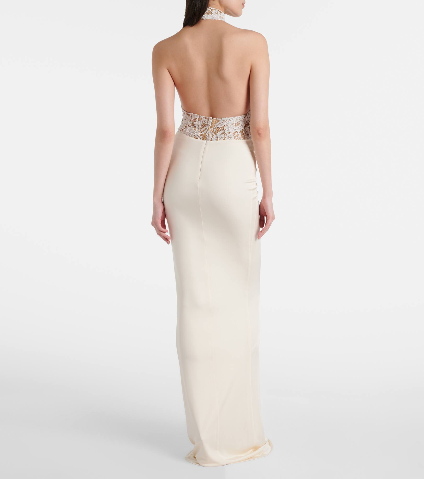 Cass embroidered ruched halterneck gown - 3