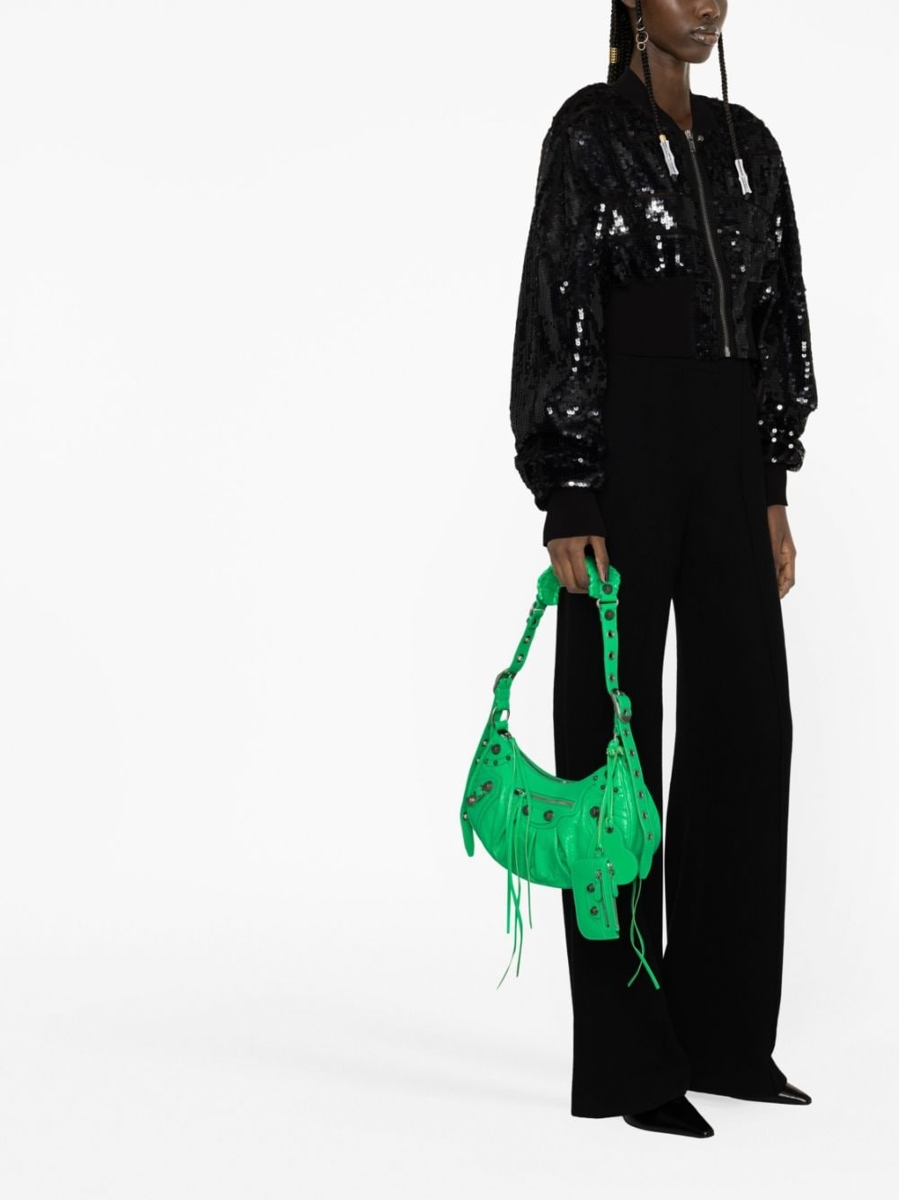 【BALENCIAGA】Green nappa leather Le Cagole S shoulder bag BALENCIAGA Le Cagole S shoulder bag | REVERSIBLE