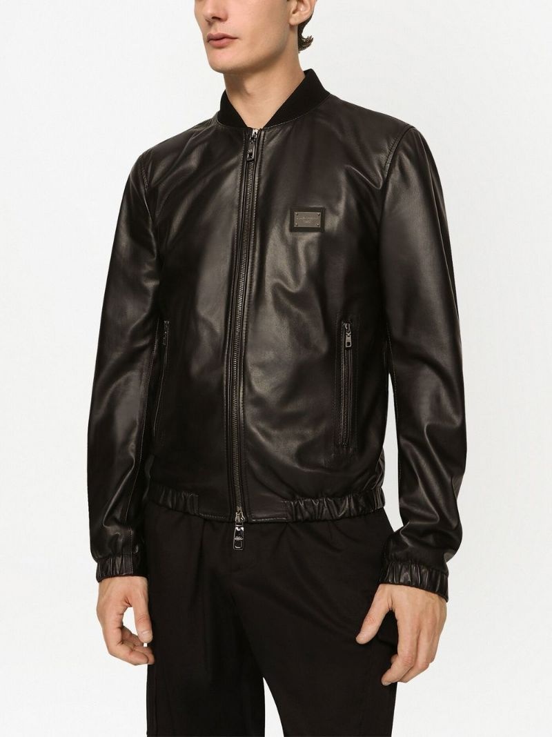 DG Essentials leather bomber jacket - 5
