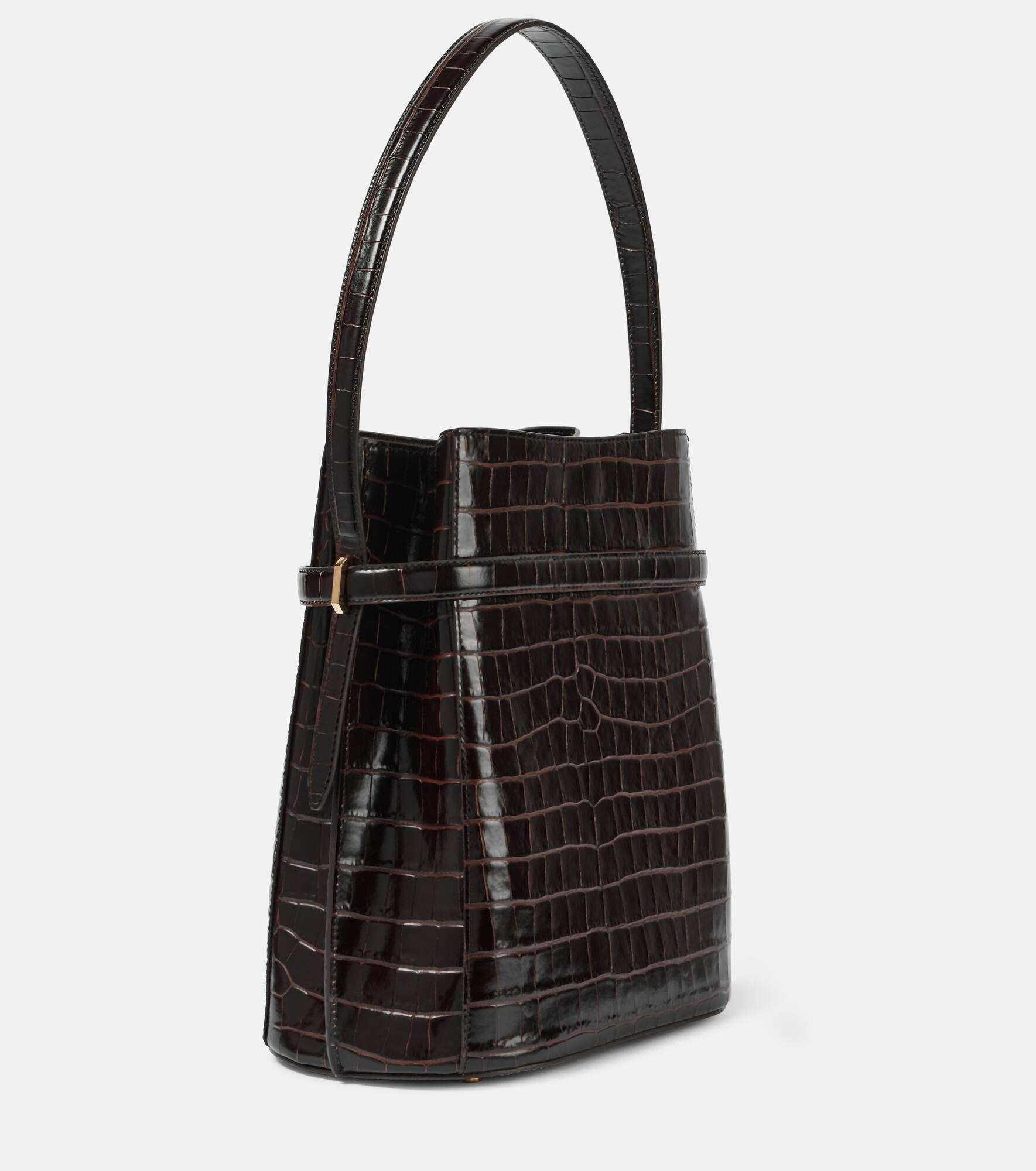 Croc-effect leather bucket bag - 4