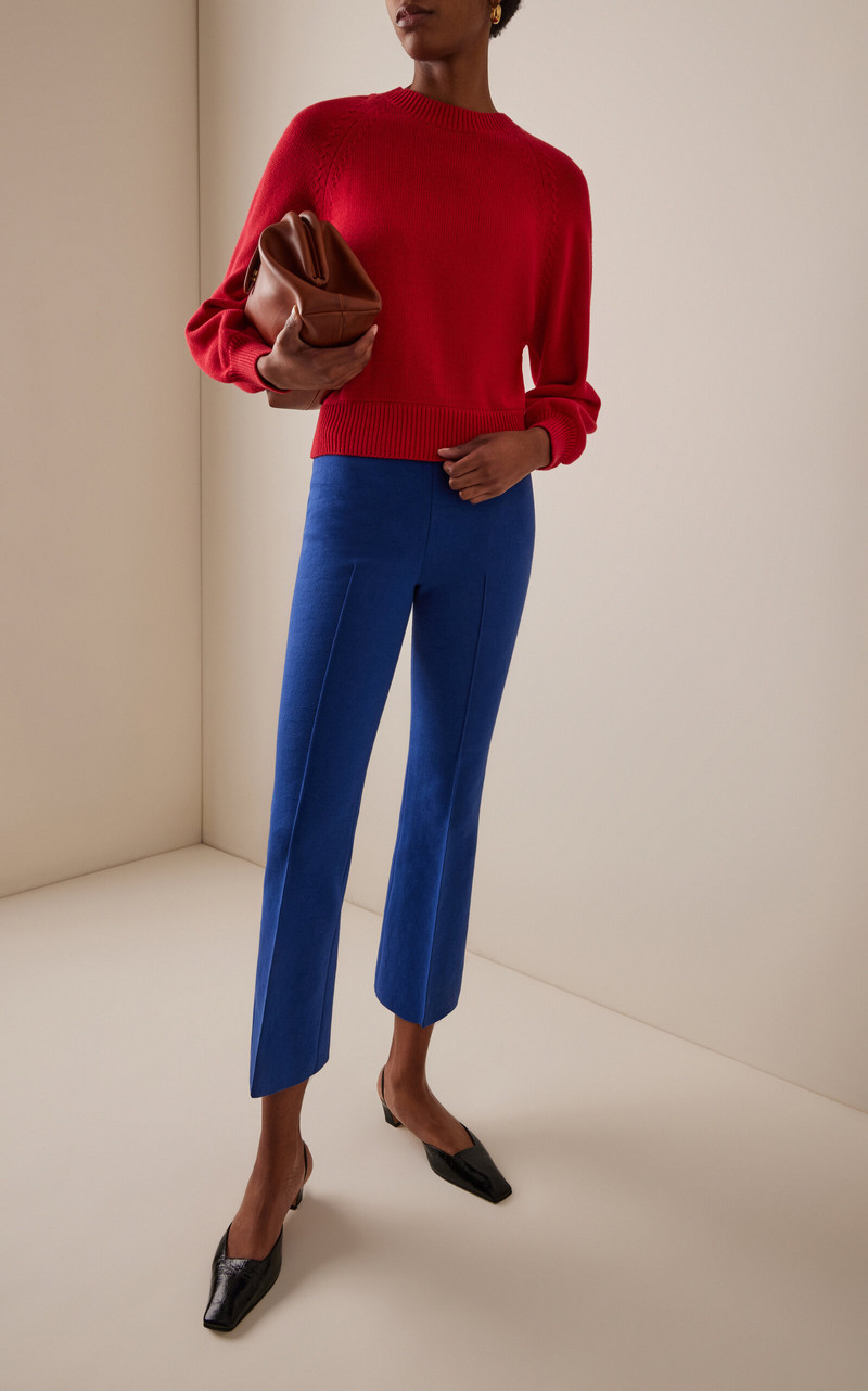 HIGH SPORT Stretch-Cotton Knit Cropped Flared Pants navy outlook