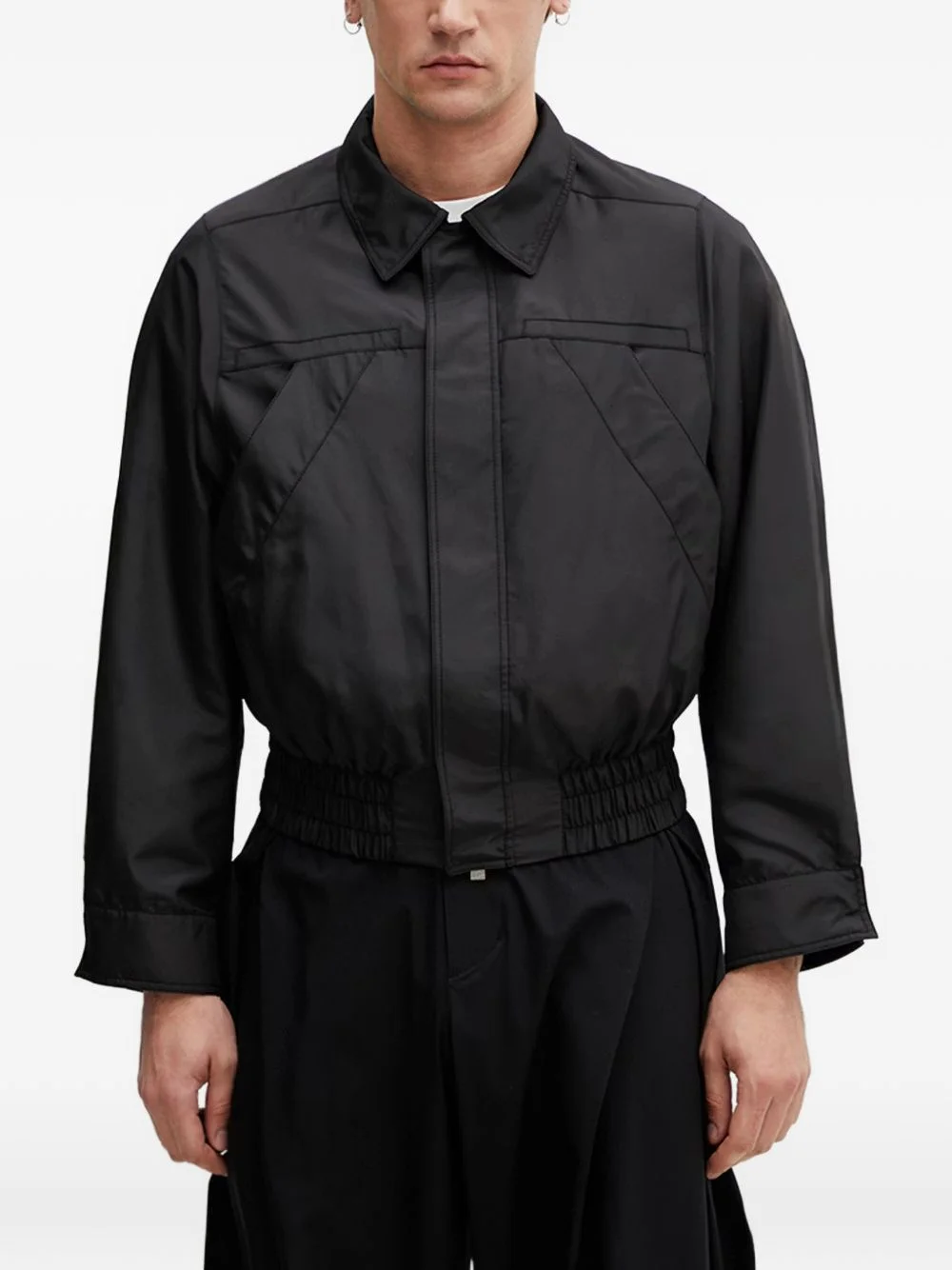 elasticated-waistband zip-up bomber jacket - 1