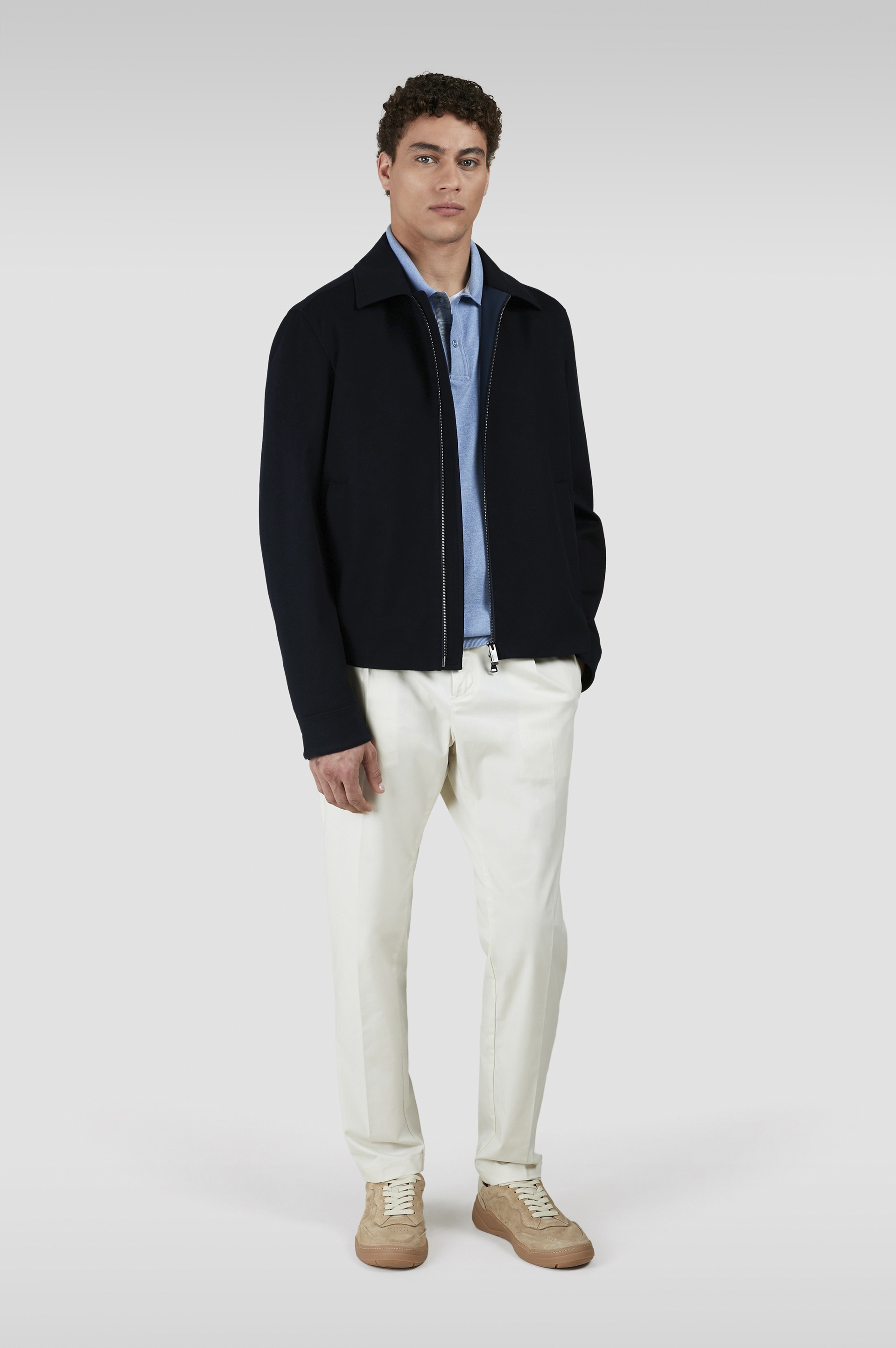 COTTON POLO SHIRT WITH LINEN DETAILS - 2