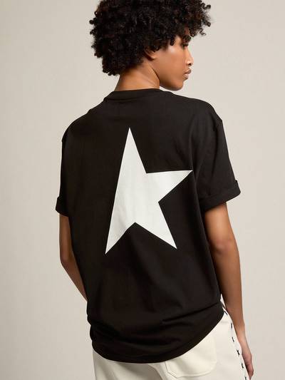 Golden Goose Black Star Collection T-shirt with contrasting white logo and star outlook