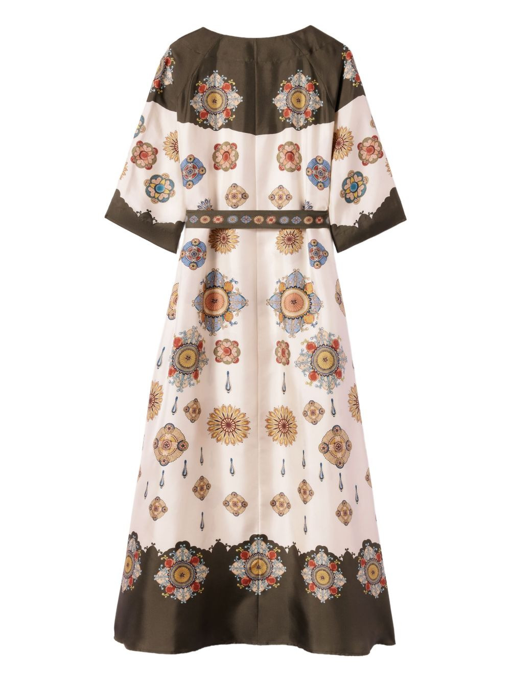 placed floral print silk dress - 5
