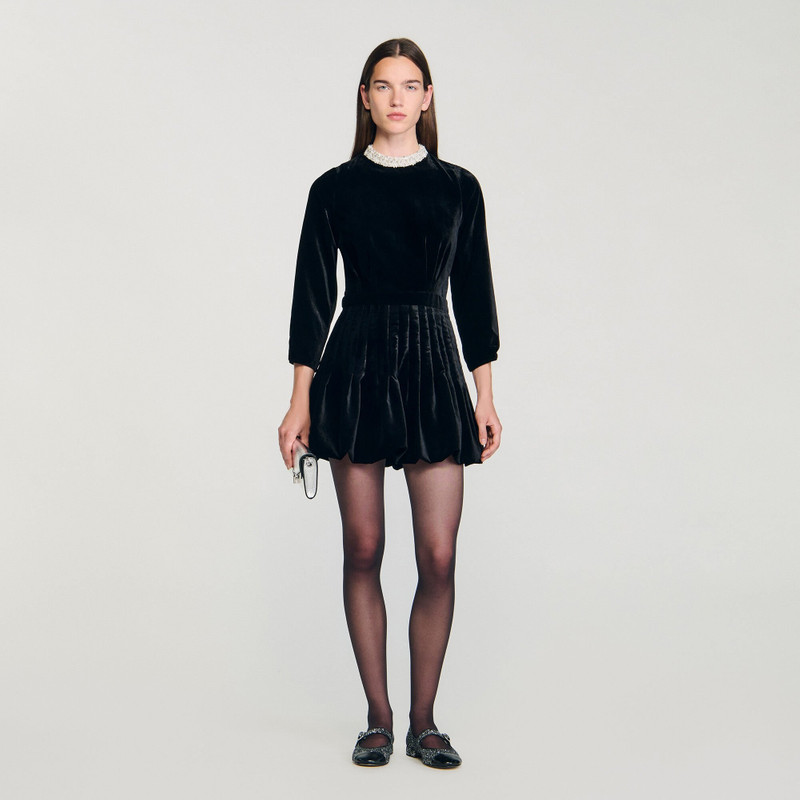 Sandro BEADED VELVET MINI DRESS outlook