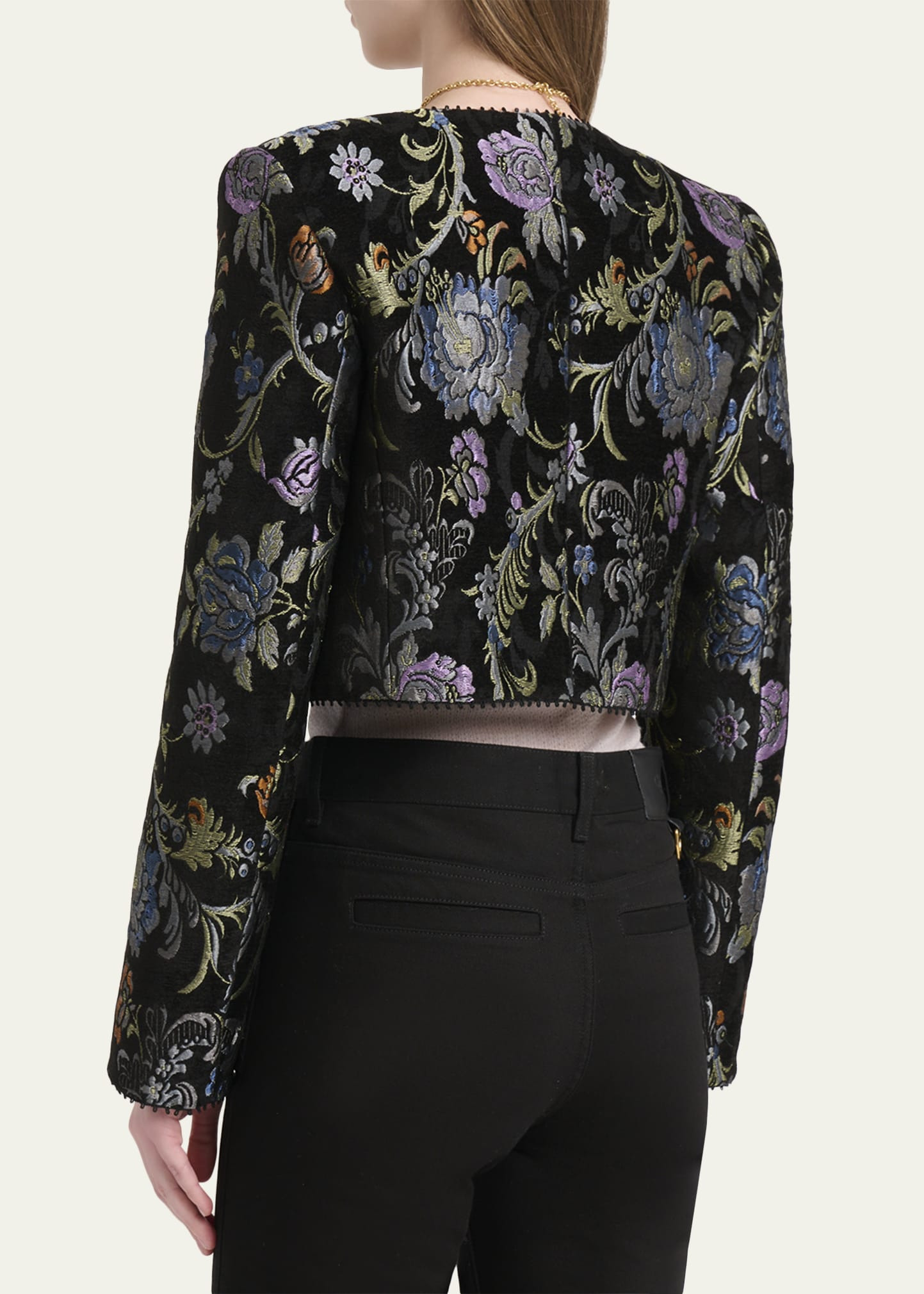 Floral Brocade Crop Jacket - 3