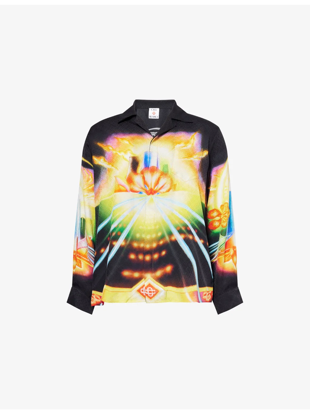 Cuban-Collar Monogram Silk Shirt - 1