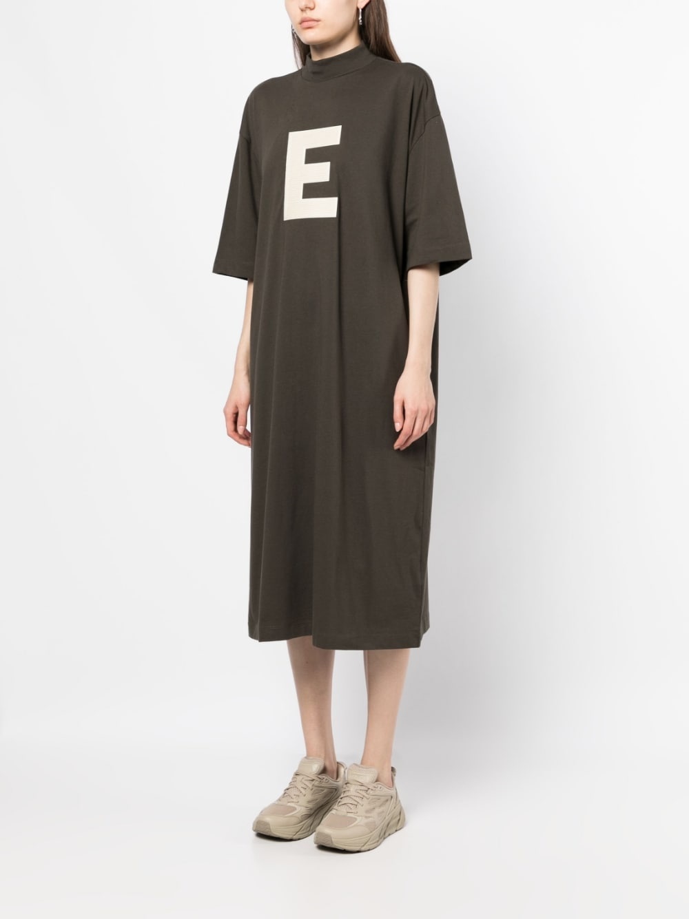 logo-patch midi dress - 3