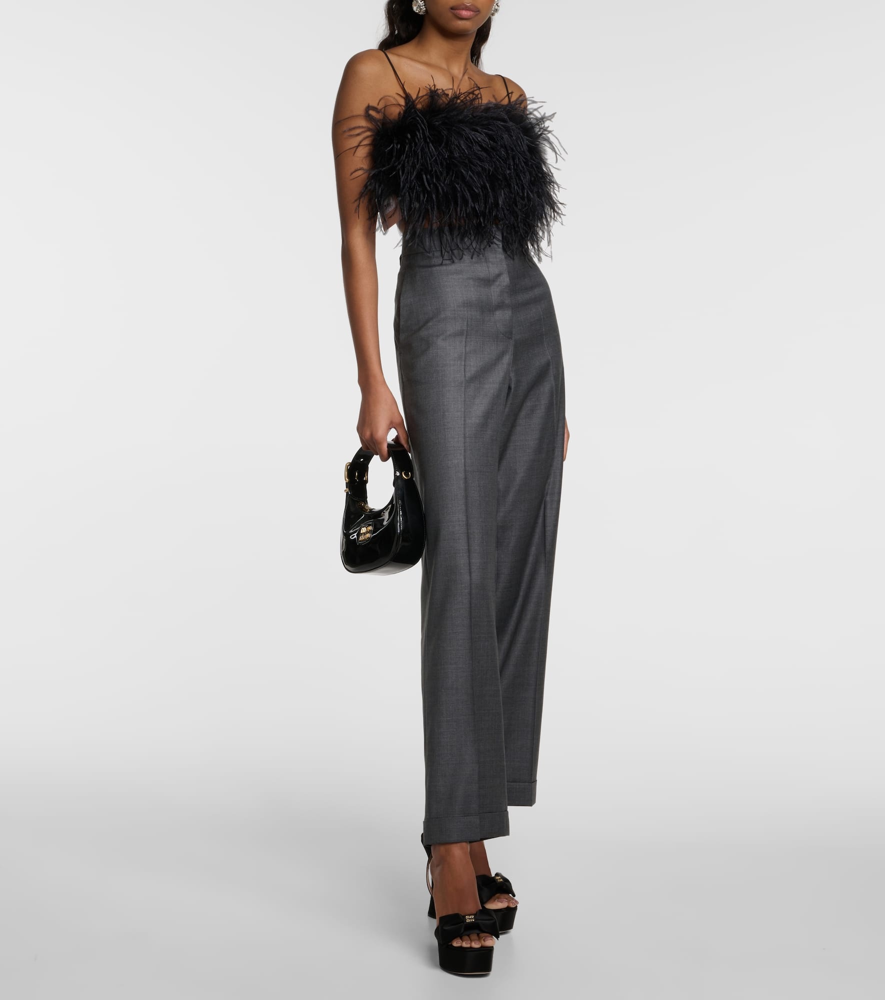 Low-rise wool straight pants - 2