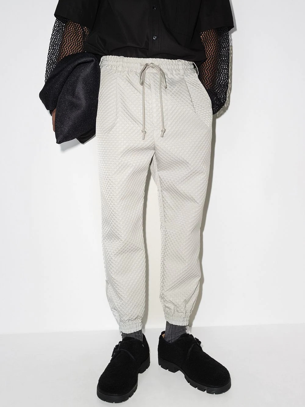 textured track pants - 2