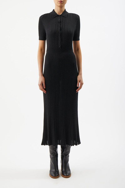 GABRIELA HEARST Amor Ribbed Dress in Black Silk Cashmere outlook