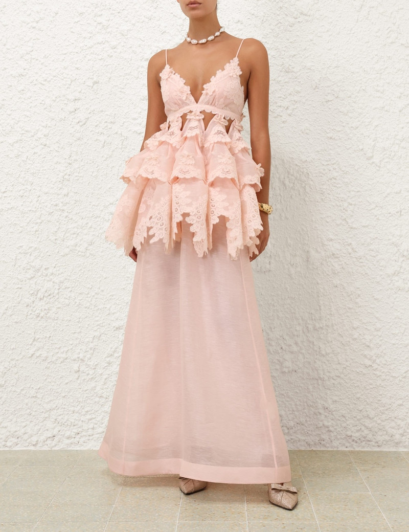 Zimmermann CRUSH TIERED LACE MAXI DRESS outlook