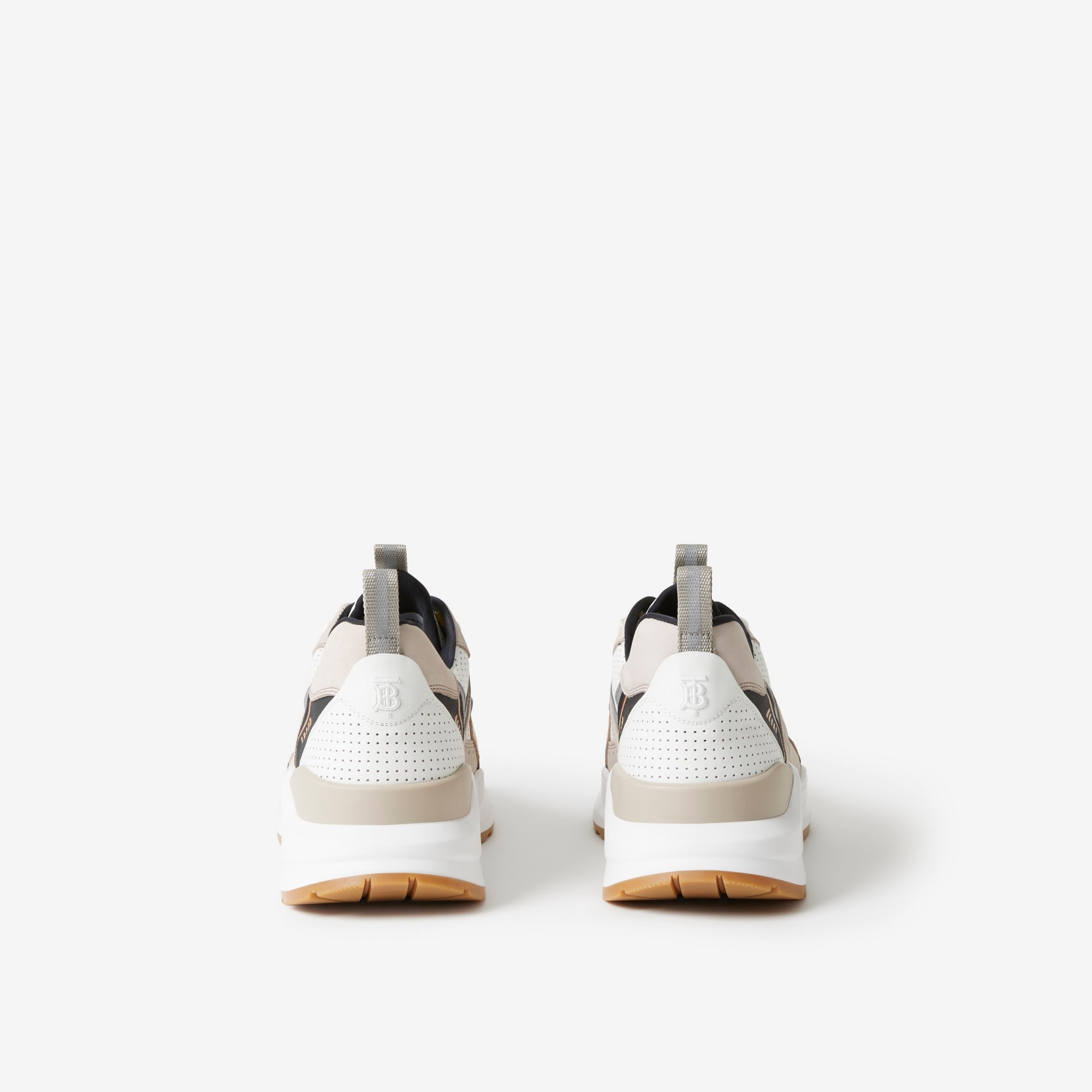 Embossed Logo Leather and Mesh Sneakers - 3