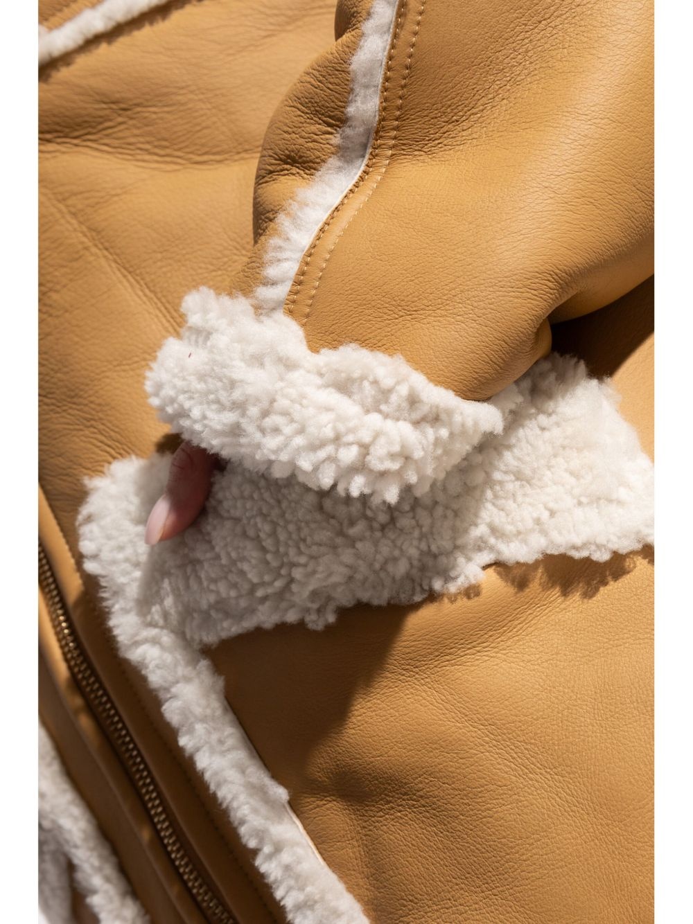faux shearling-trim coat - 5