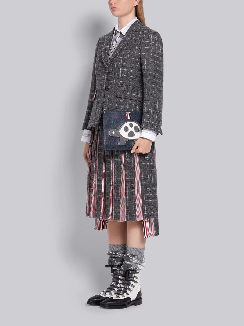 Navy Pebbled Calfskin Turtle Icon Applique Small Gusset Folio 4