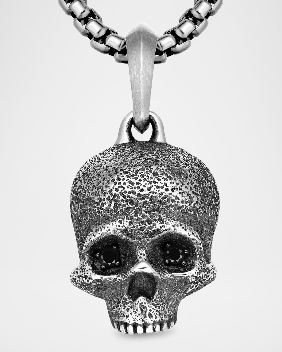 Men's Memento Mori Skull Pendant with Diamonds in Silver, 18mm - 4