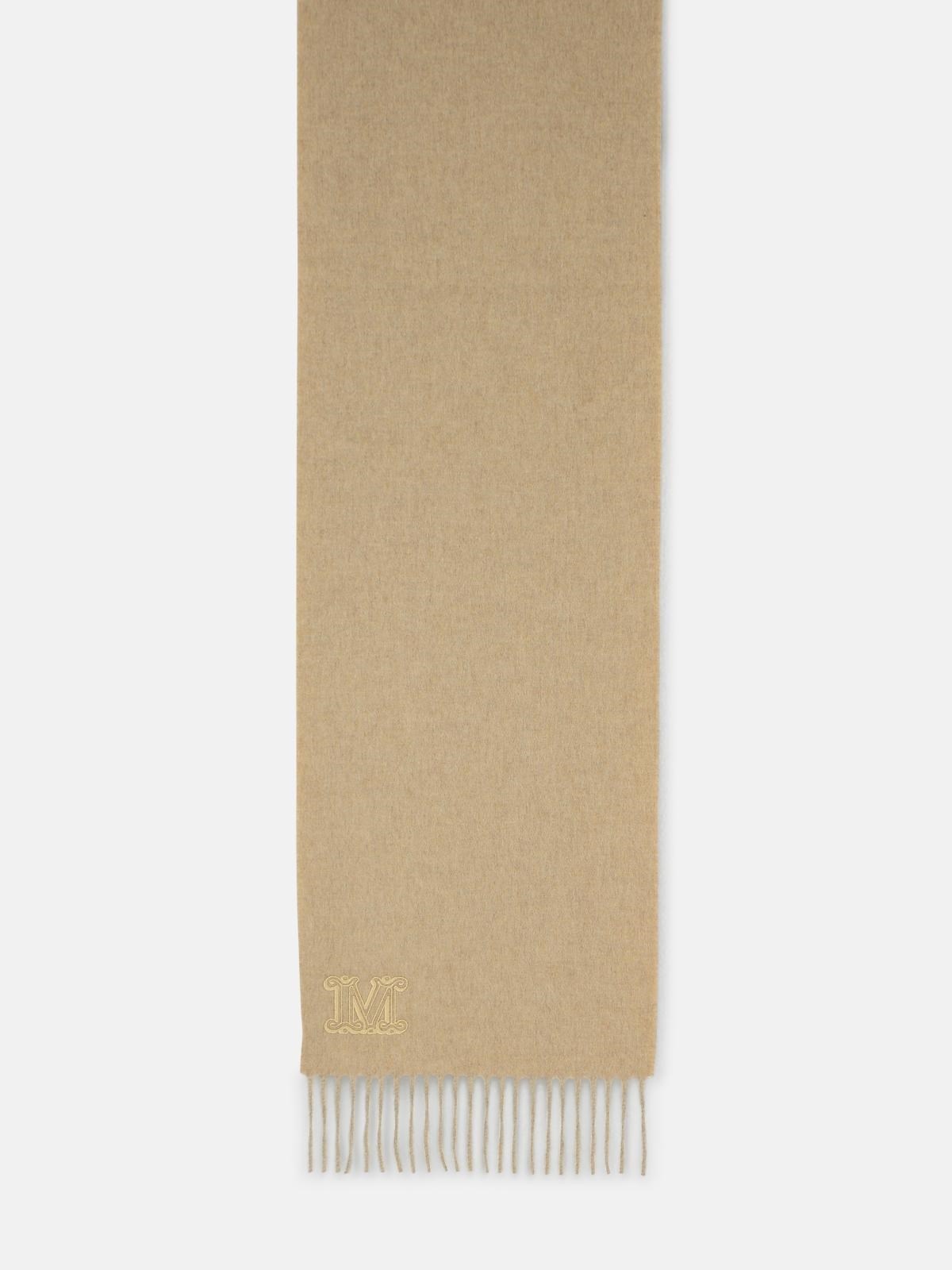 'WSDALIA' CASHMERE STOLE WITH BEIGE 'MONOGRAM' EMBROIDERY - 1