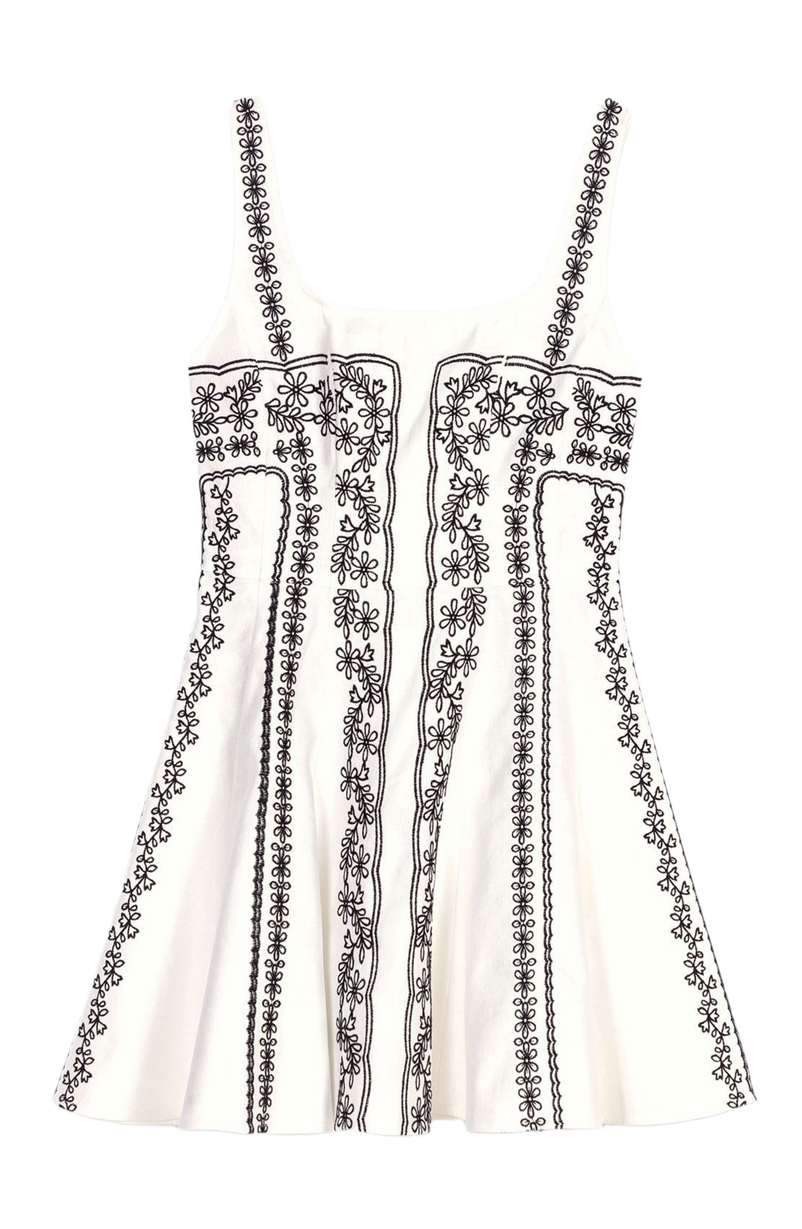 maje Mini embroidered strap dress in Ecru /Black at Nordstrom - 8
