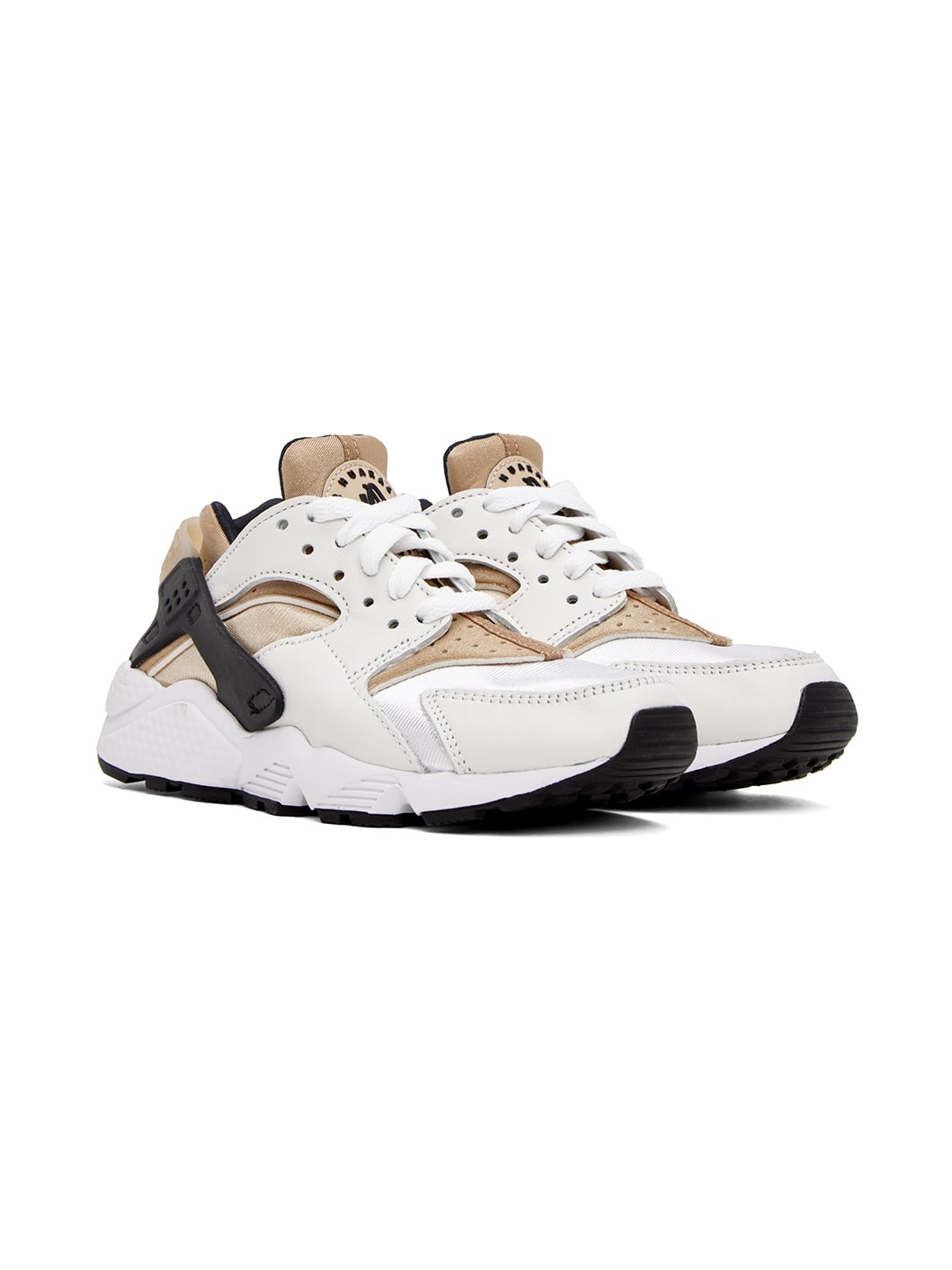 White & Beige Air Huarache Sneakers - 4