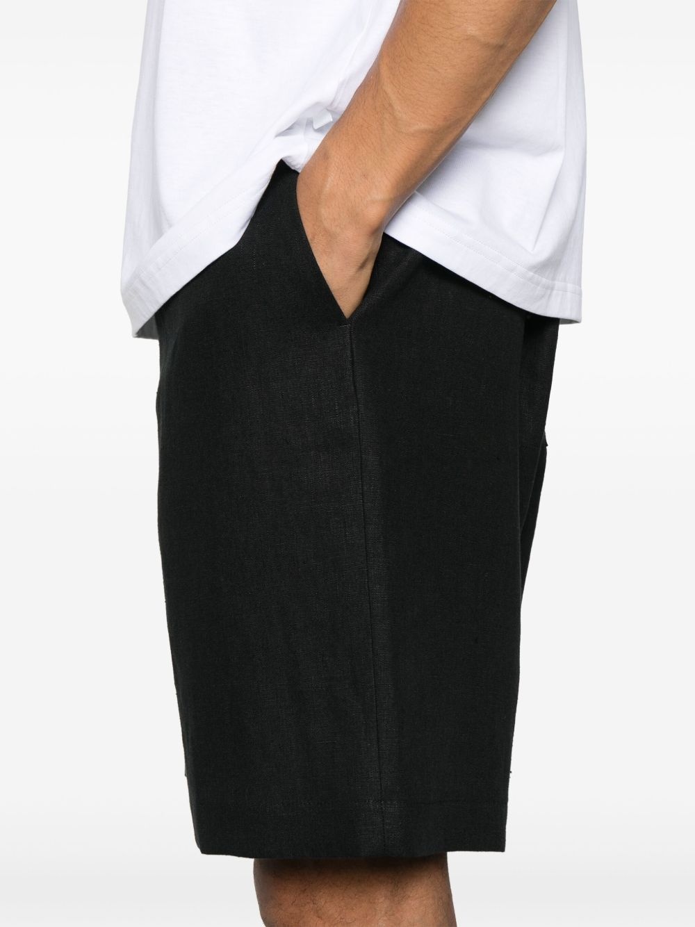 LARDINI｜SHORTS (EQLTR05EQ62023 910BC) Lardini Straight-leg Cotton-blend Seersucker Drawstring