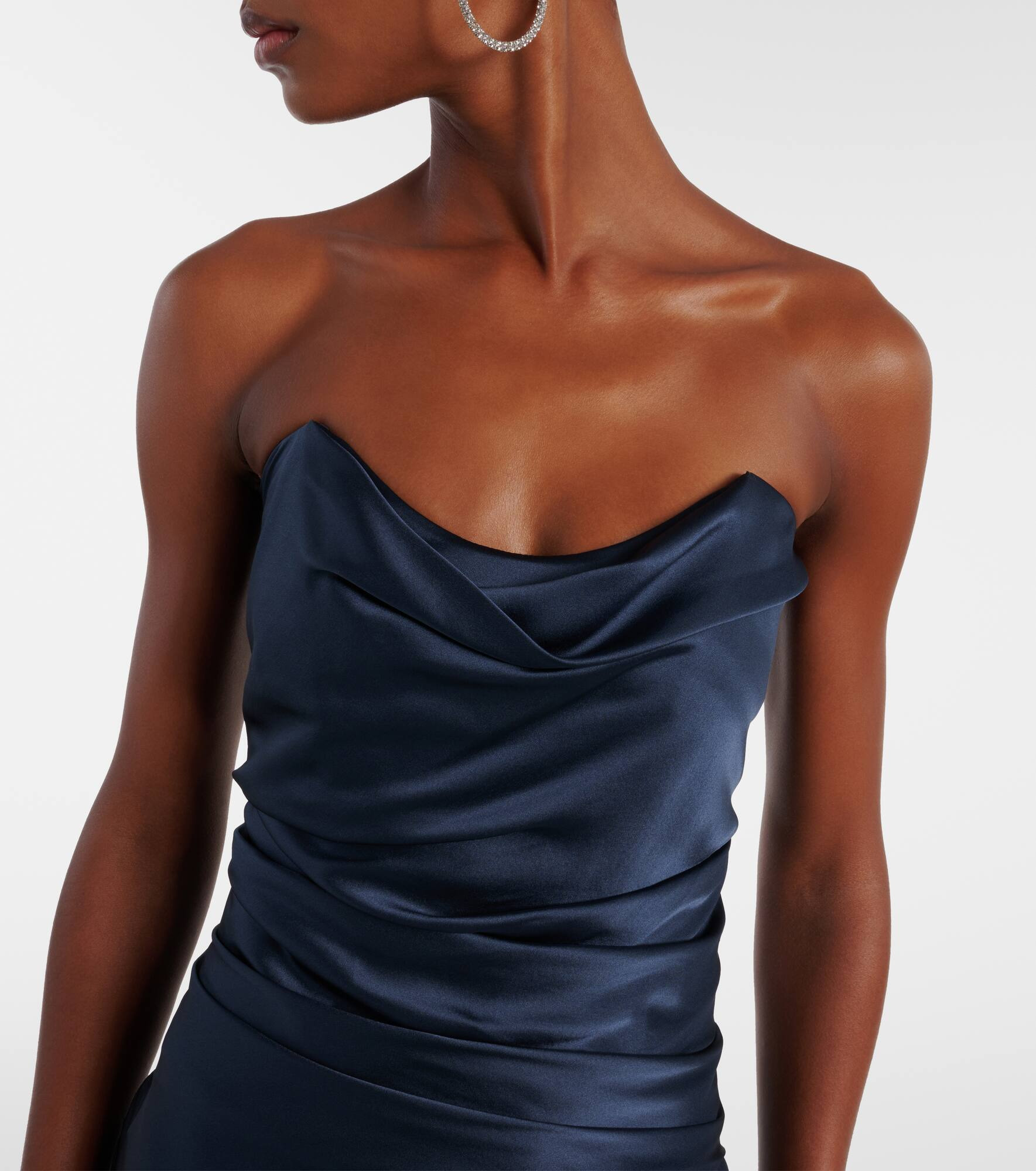 Ruched strapless silk satin corset dress - 4
