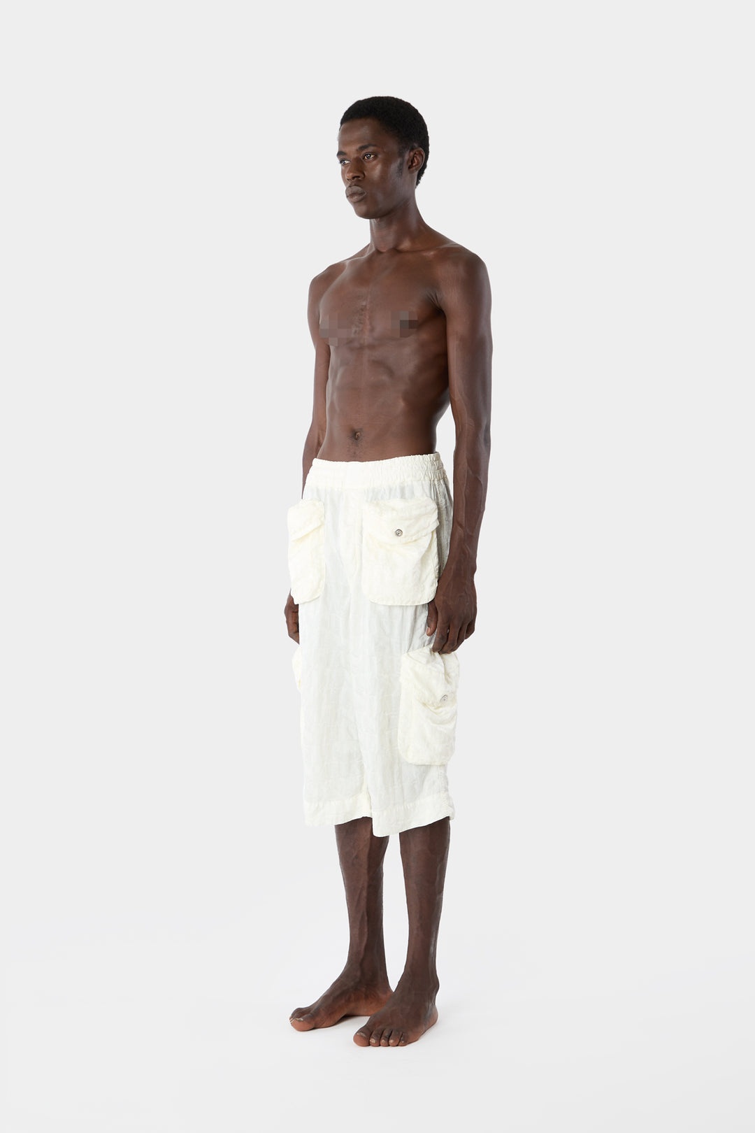 ALLOVER SHORT ELASTIC PANTS / cream - 4
