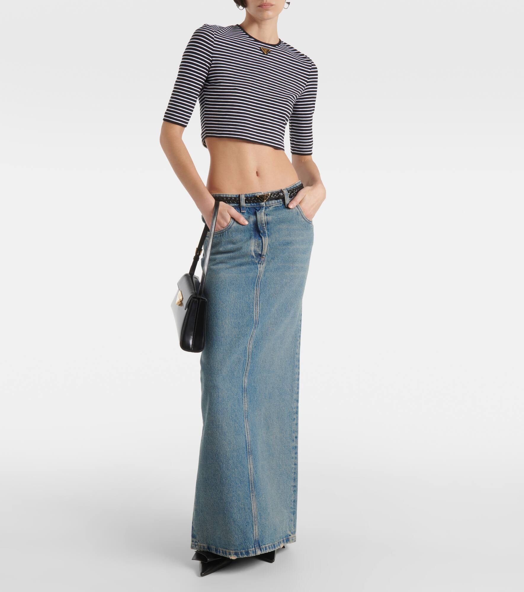 Logo cotton-blend crop top - 2