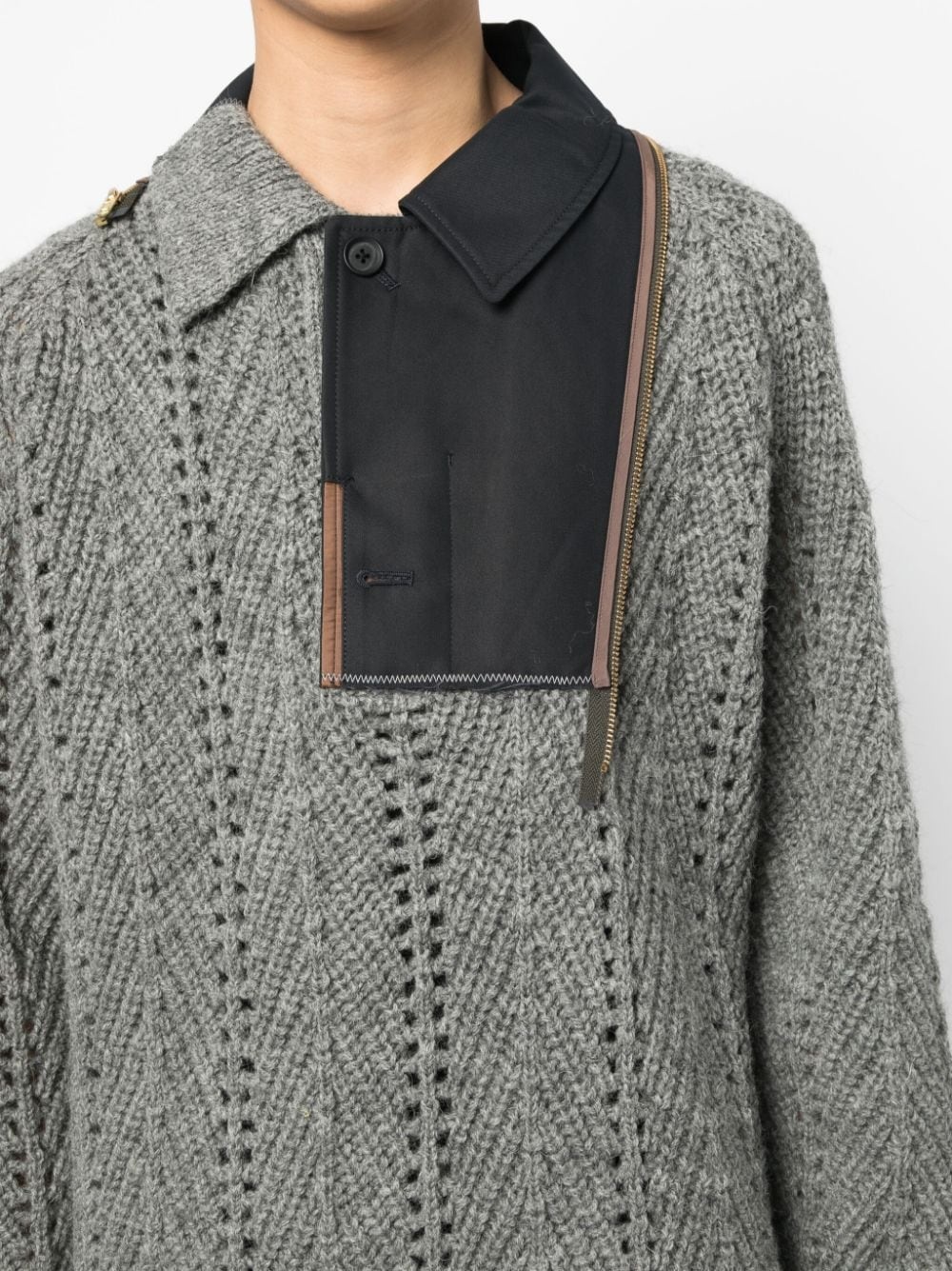 patchwork-design wool jumper - 5