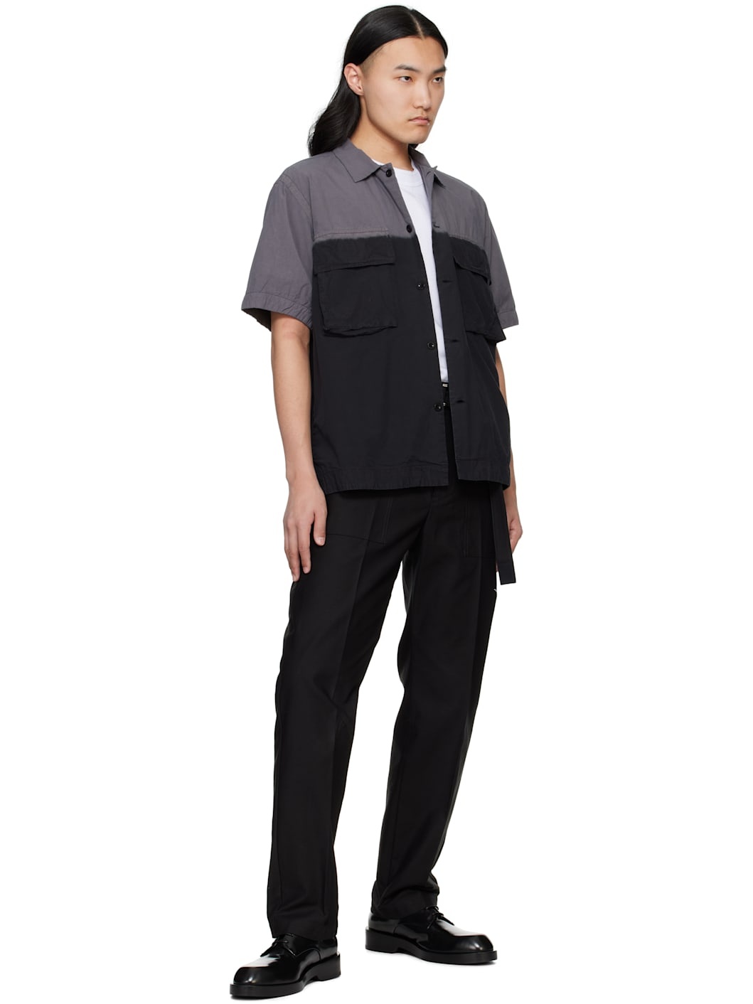 Black & Gray Garment Dye Shirt - 4