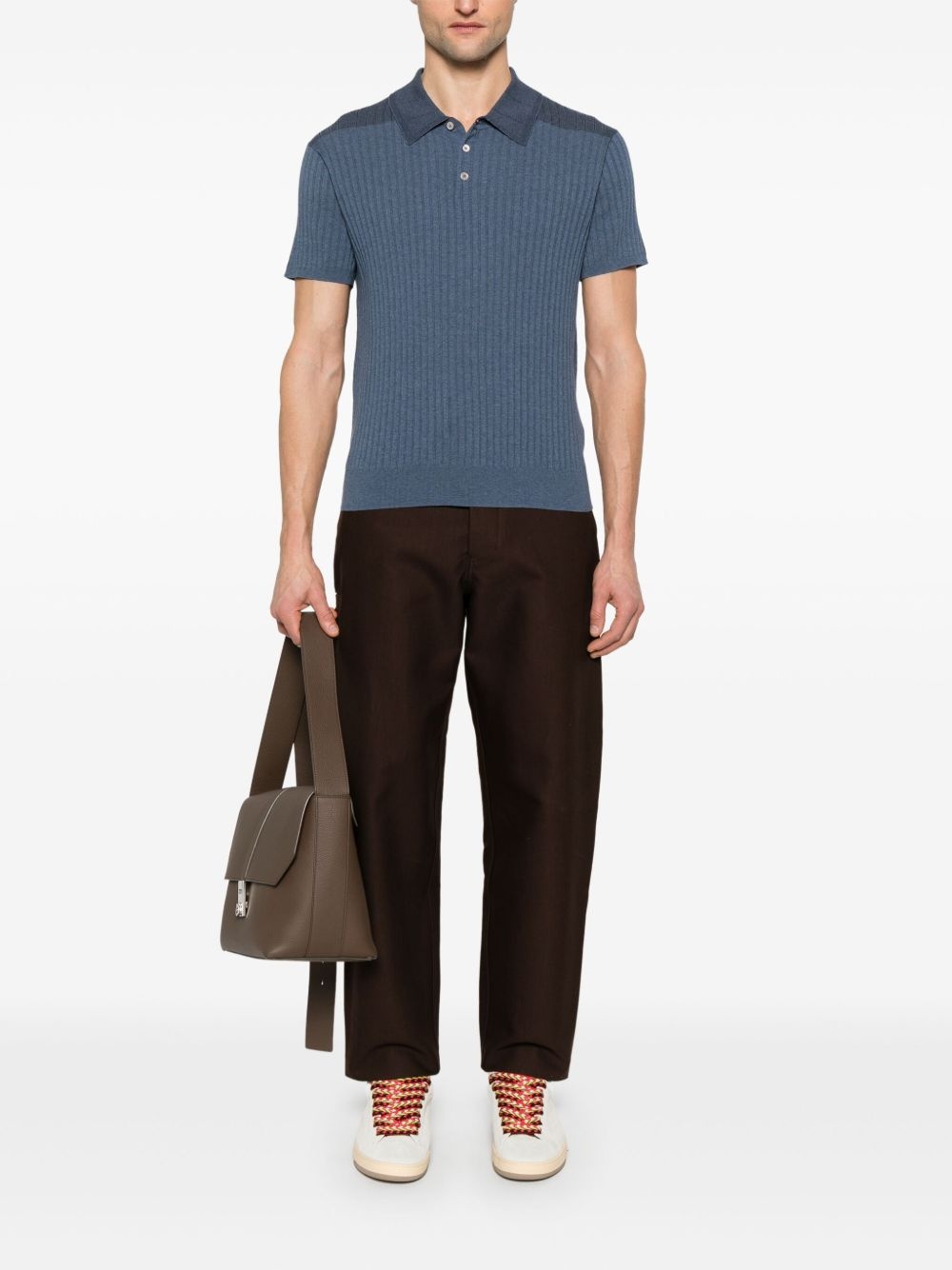 ribbed-knit polo shirt - 2