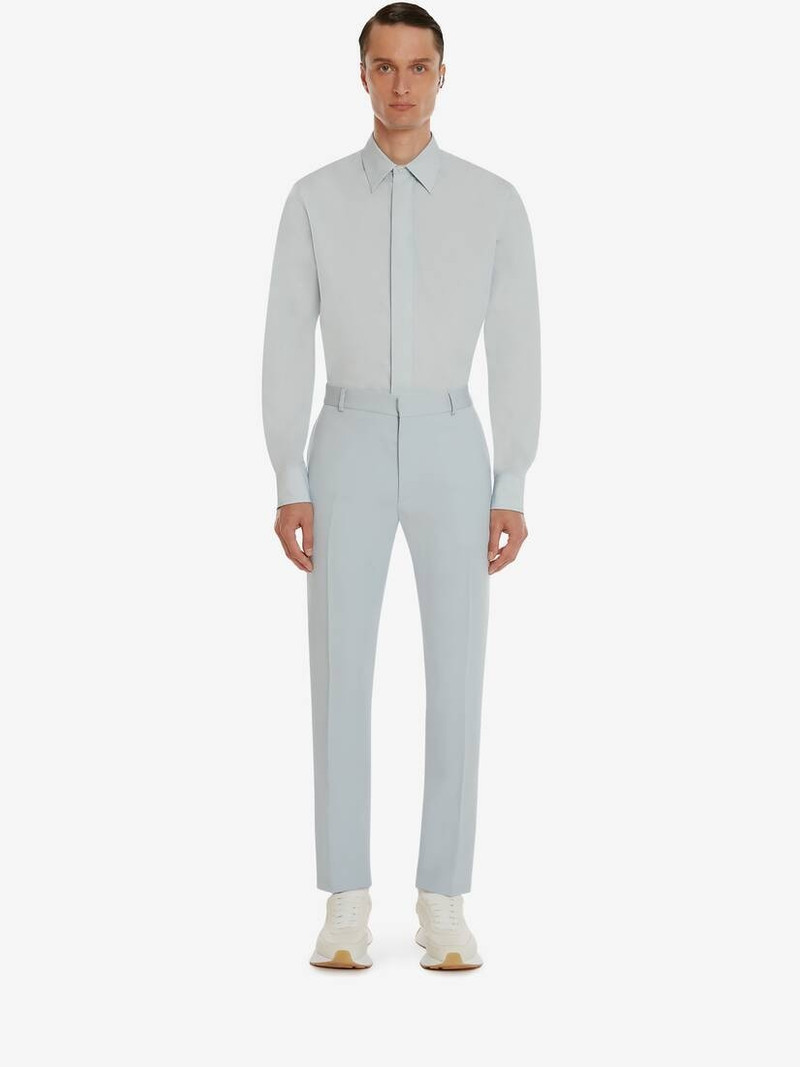 Alexander McQueen Men's Dropped Shoulder Poplin Shirt in Cloud Blue outlook