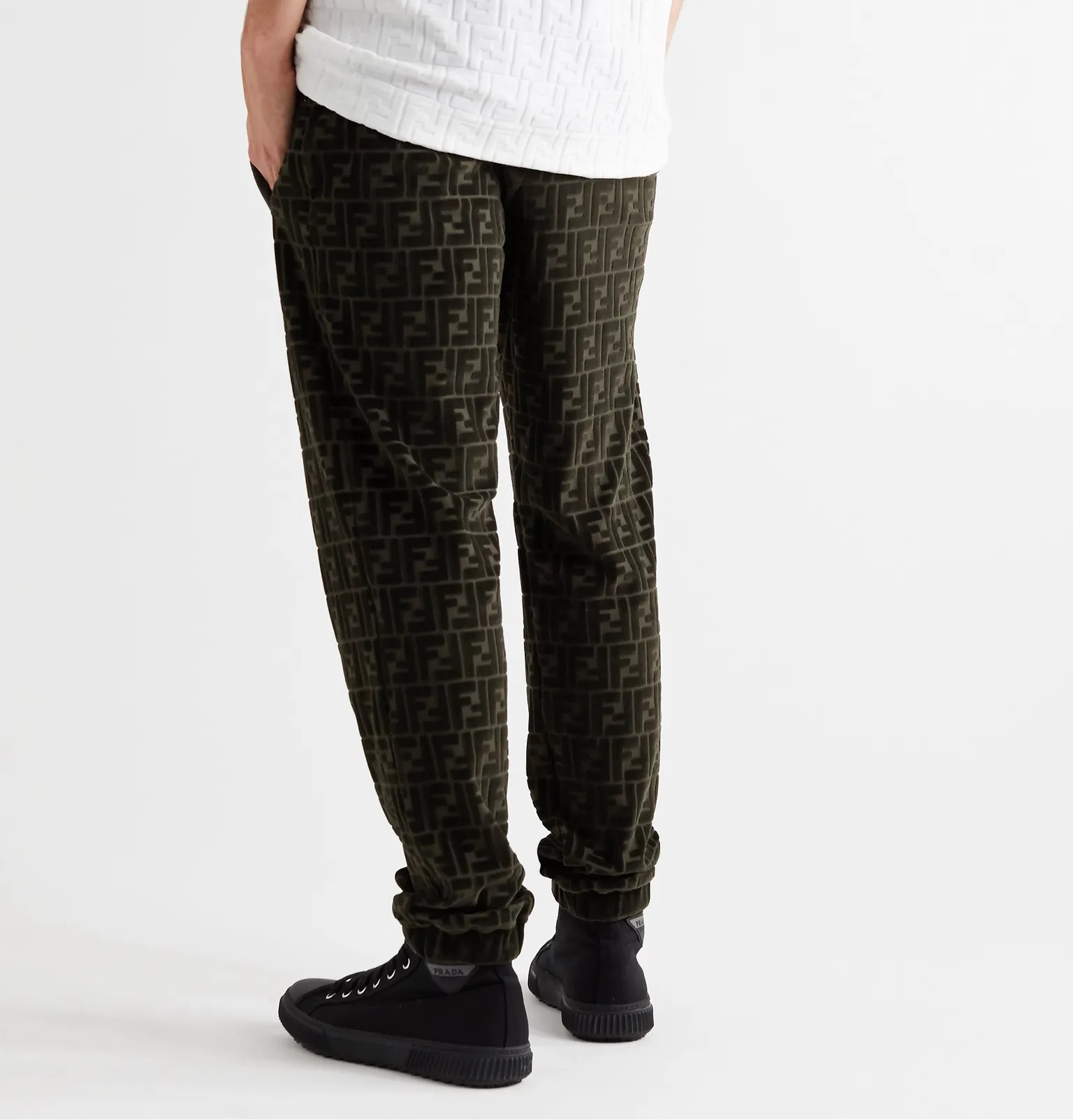 Tapered Logo-Jacquard Cotton-Blend Velour Sweatpants - 4