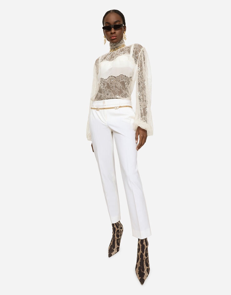 Floral lace turtle-neck blouse - 5
