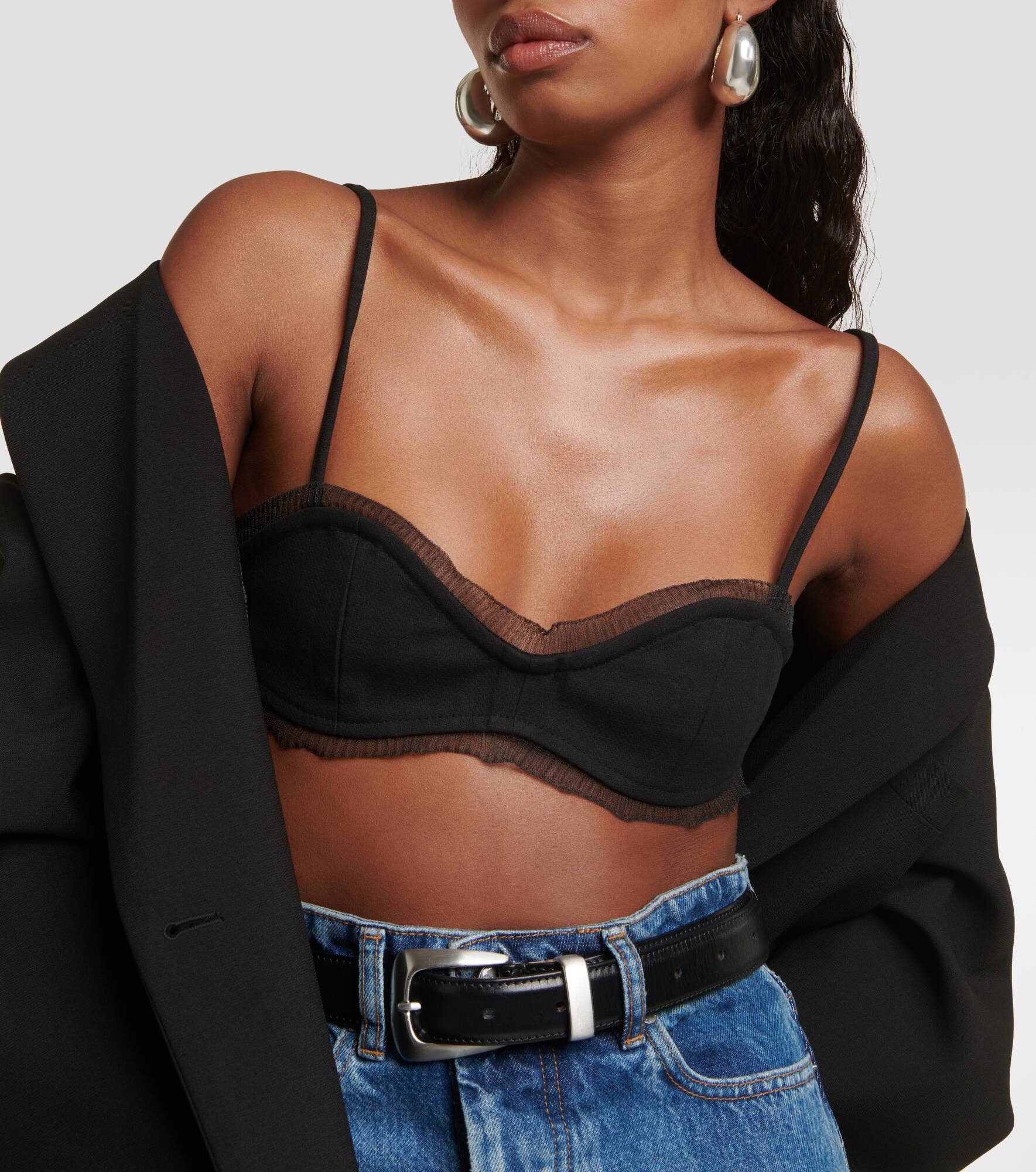 Lace-trimmed cotton bra top - 4
