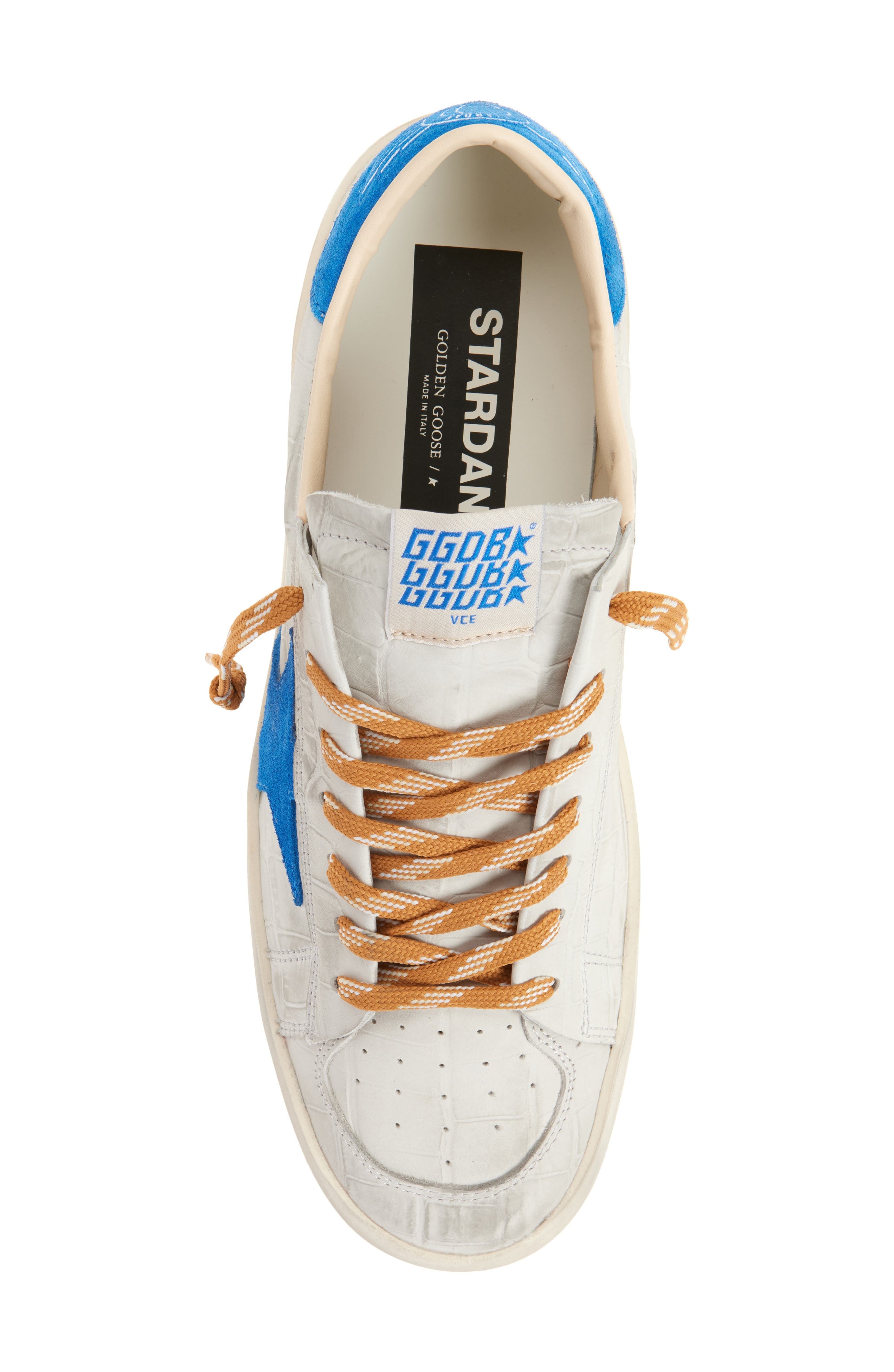 Golden Goose Stardan Croc Embossed Sneaker in Grey/Blue at Nordstrom - 5