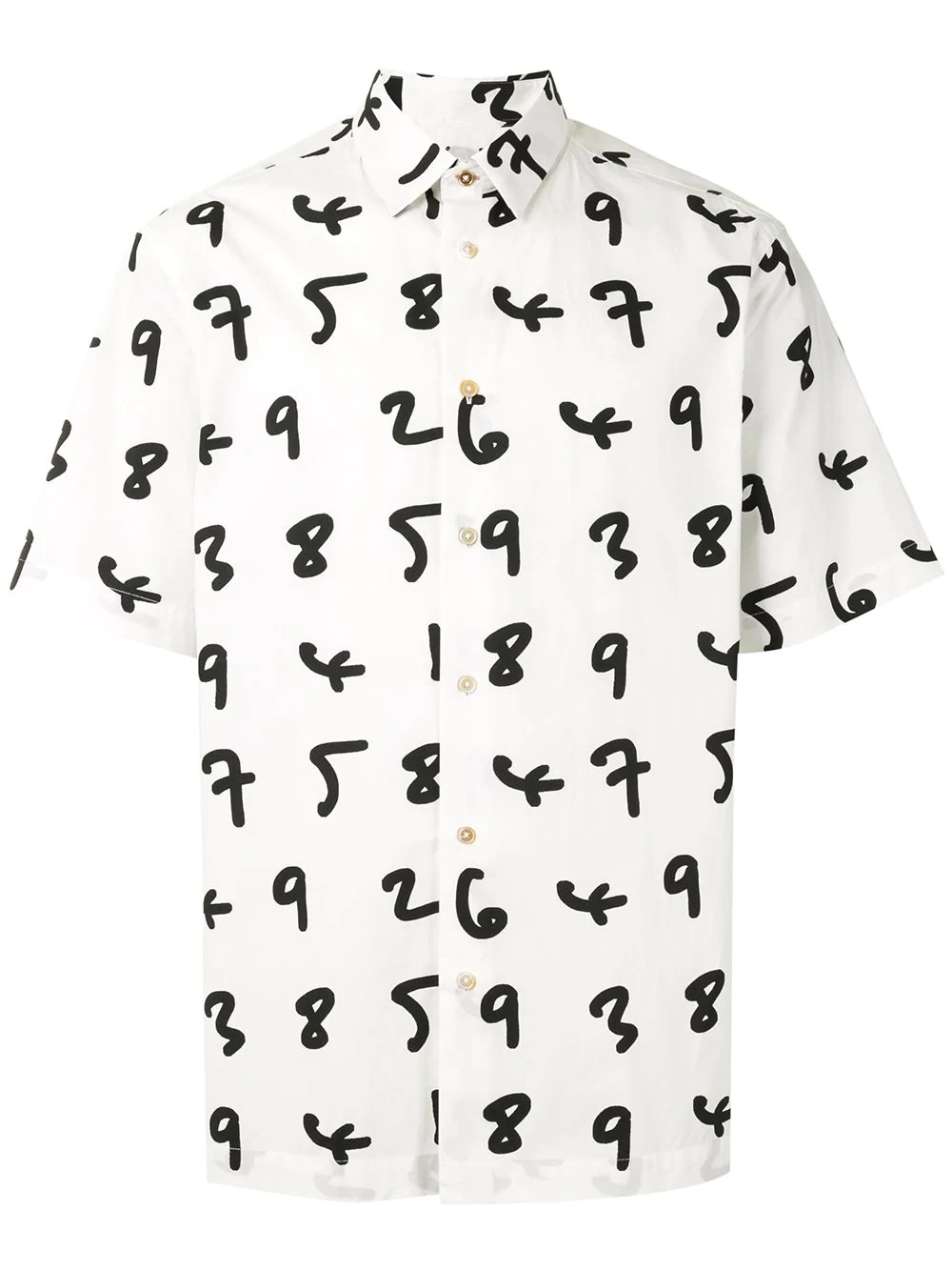 numbers print buttoned cotton shirt - 1