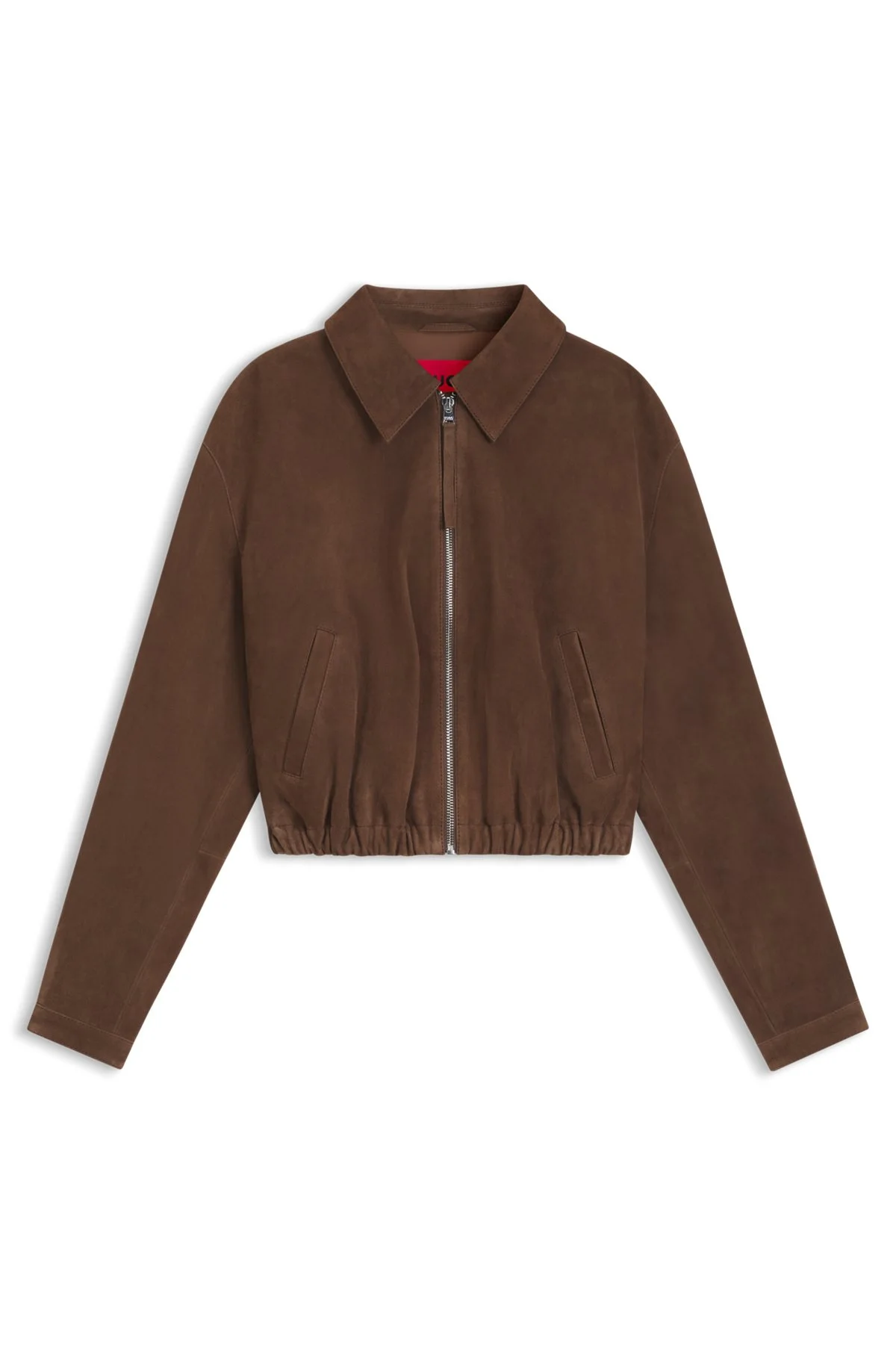 SUEDE JACKET WITH GATHERED HEM - 1