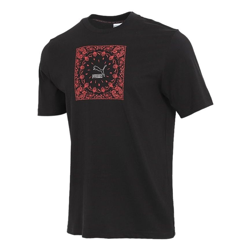 PUMA Offbeat Paisley Chest Logo T-shirt 'Black' 532653-01 - 1