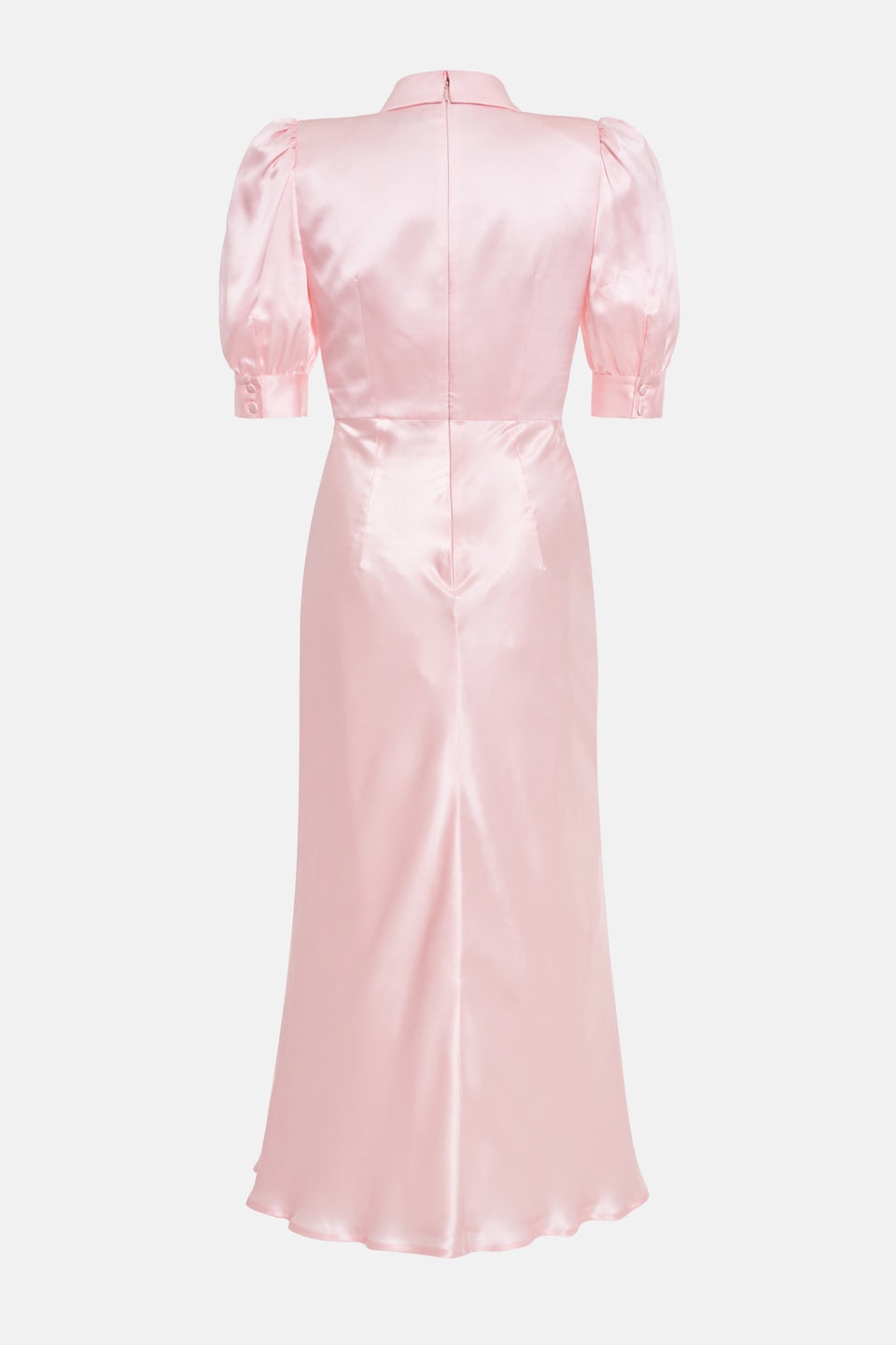 SILK SATIN DRESS WITH COLLAR AND BUTTONS - 2
