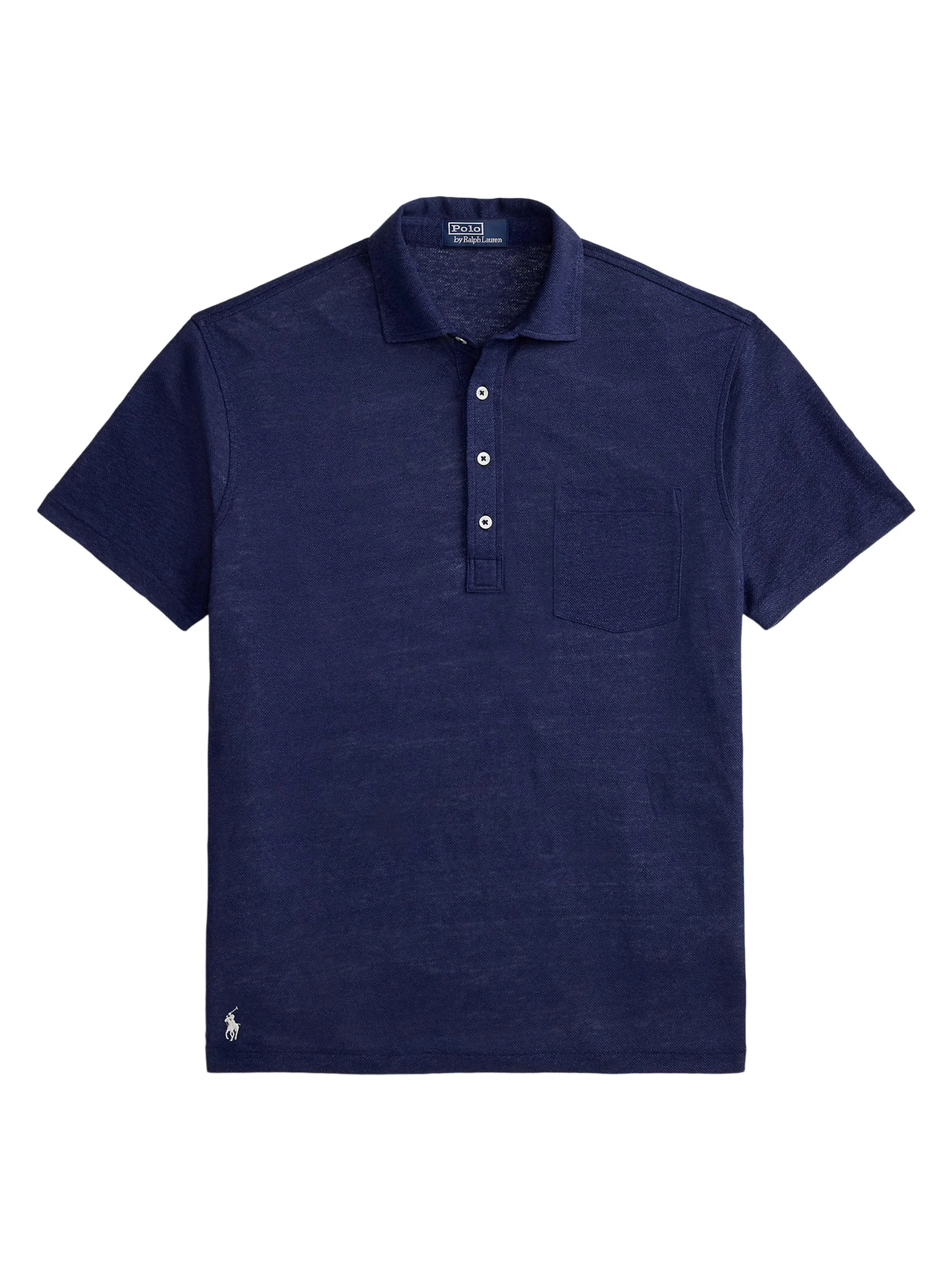 Men's Short Sleeve Linen Pique Polo Shirt - Newport Navy - 1