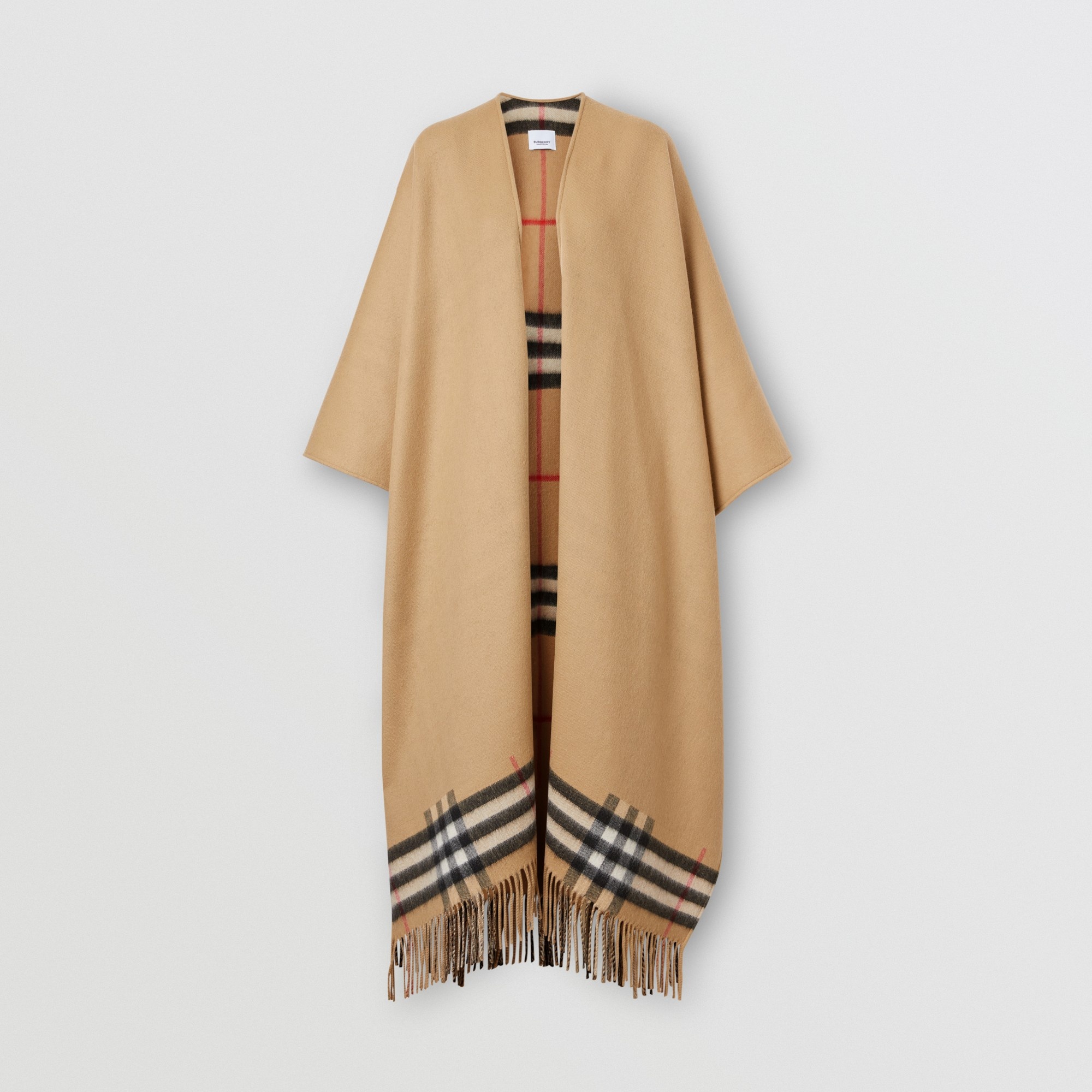 Check Wool Cashmere Reversible Cape - 3